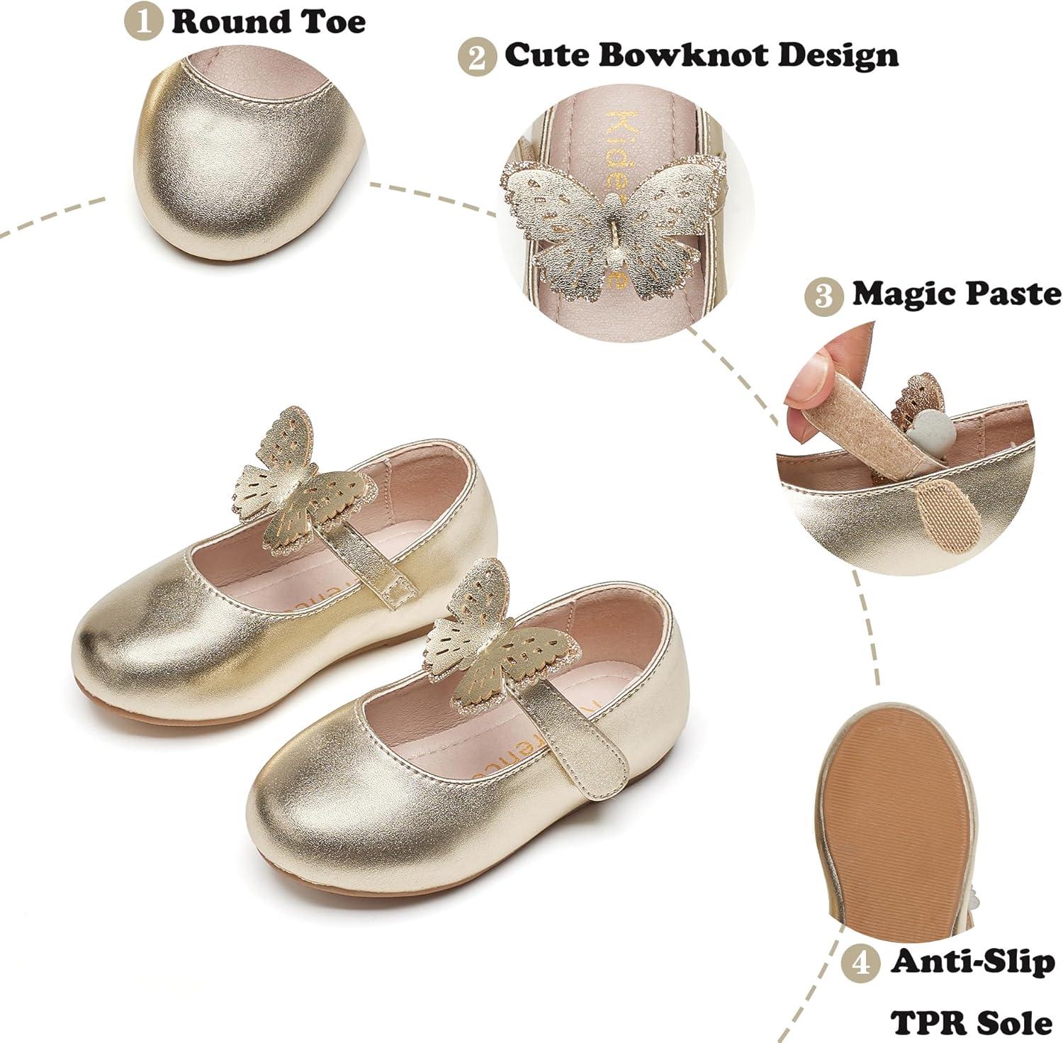 imageKiderence Little Toddler Girls Dress Shoes Ballerina Ballet Flats Kids Mary JanesCk513 Gold