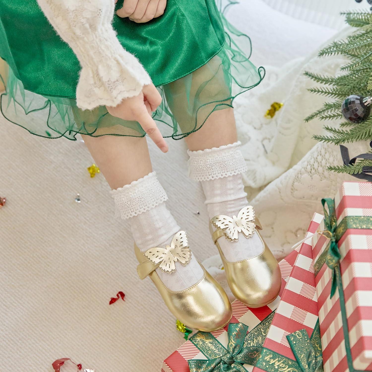 imageKiderence Little Toddler Girls Dress Shoes Ballerina Ballet Flats Kids Mary JanesCk513 Gold