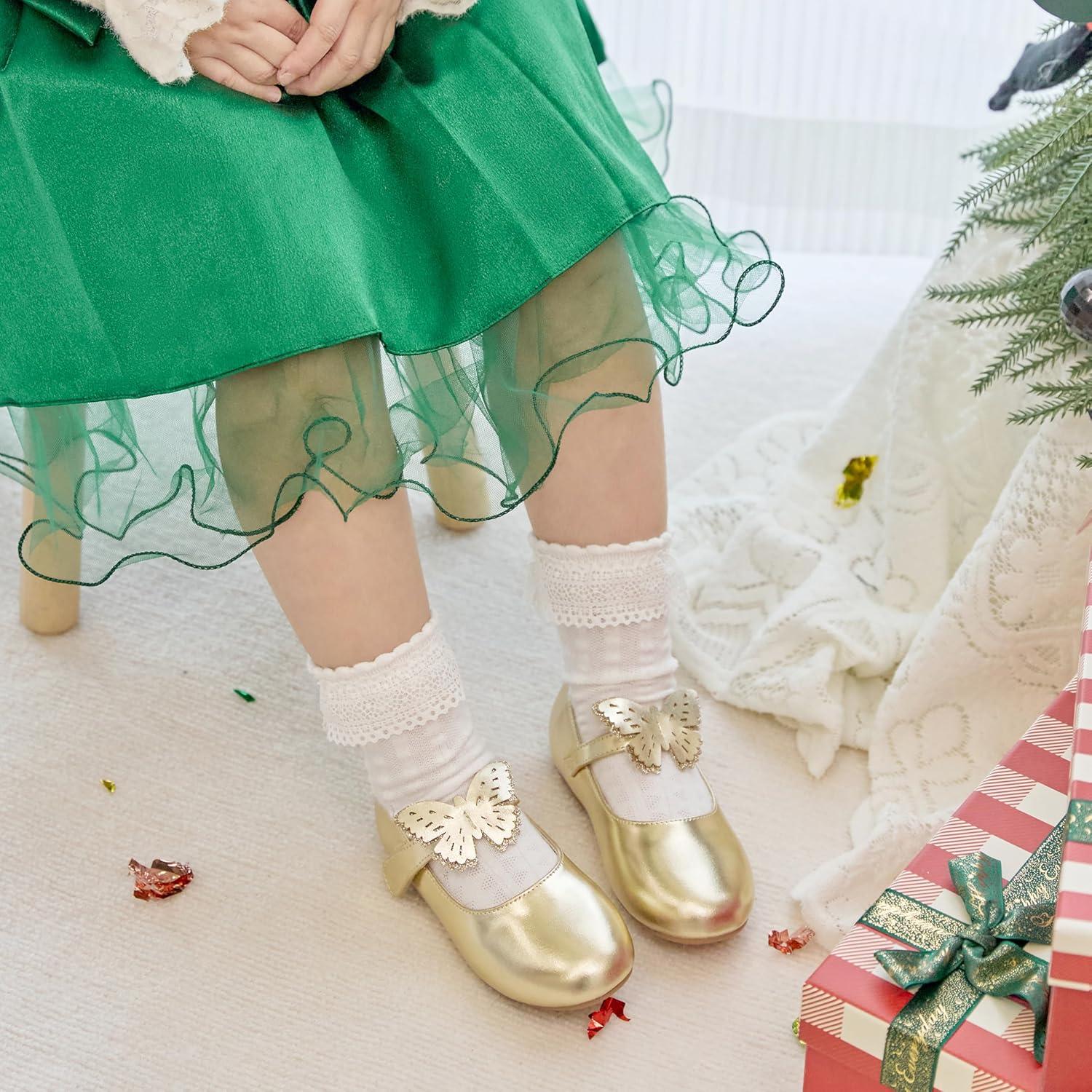 imageKiderence Little Toddler Girls Dress Shoes Ballerina Ballet Flats Kids Mary JanesCk513 Gold