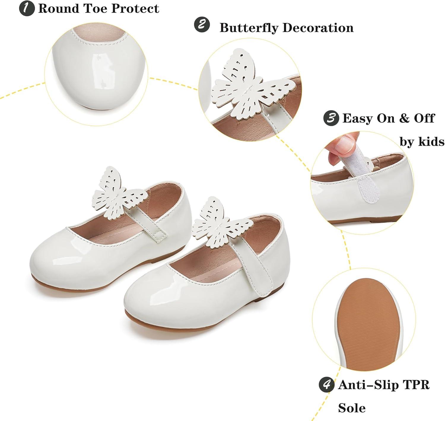 imageKiderence Little Toddler Girls Dress Shoes Ballerina Ballet Flats Kids Mary JanesCk514 White
