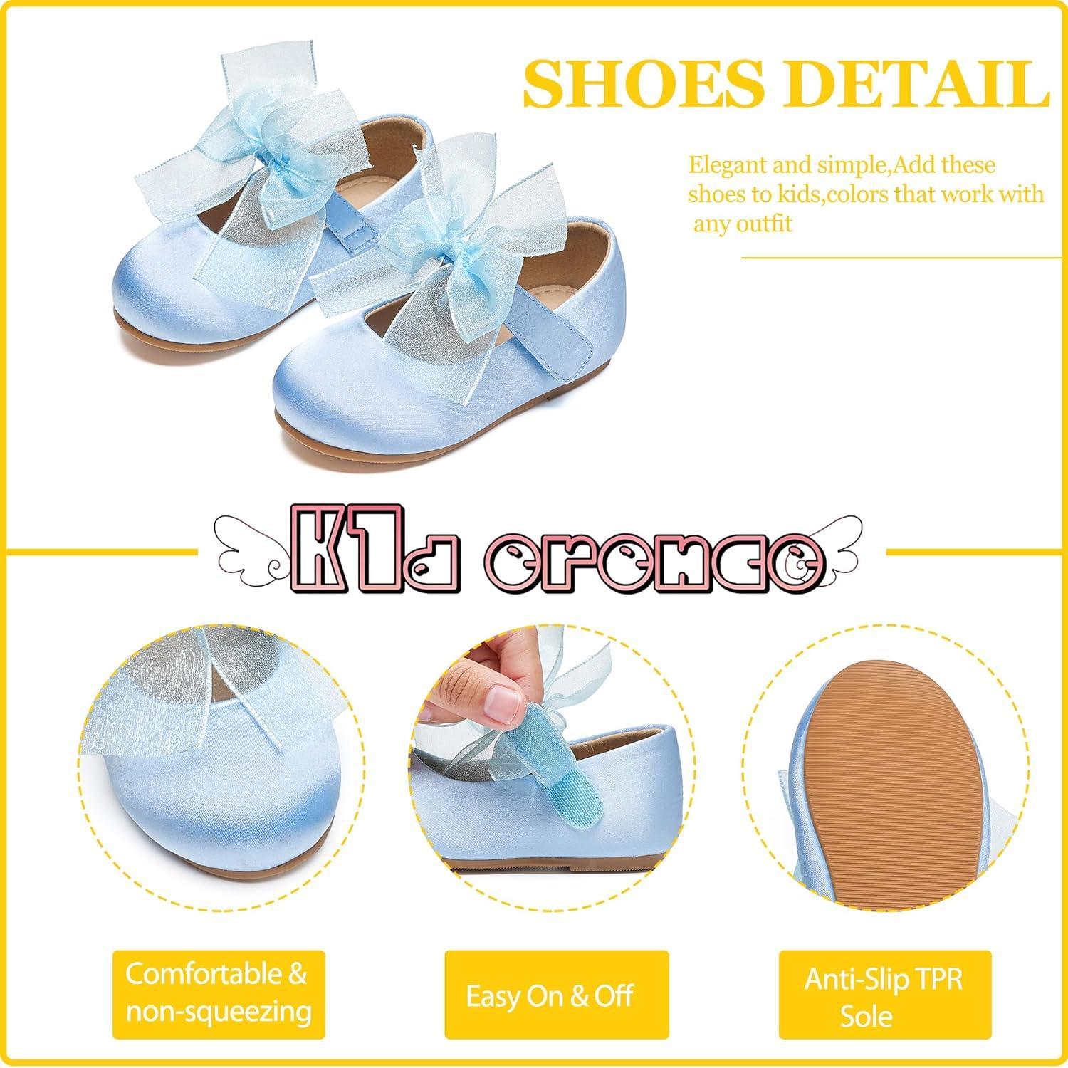 imageKiderence Little Toddler Girls Dress Shoes Ballerina Ballet Flats Kids Mary JanesCk517 Blue