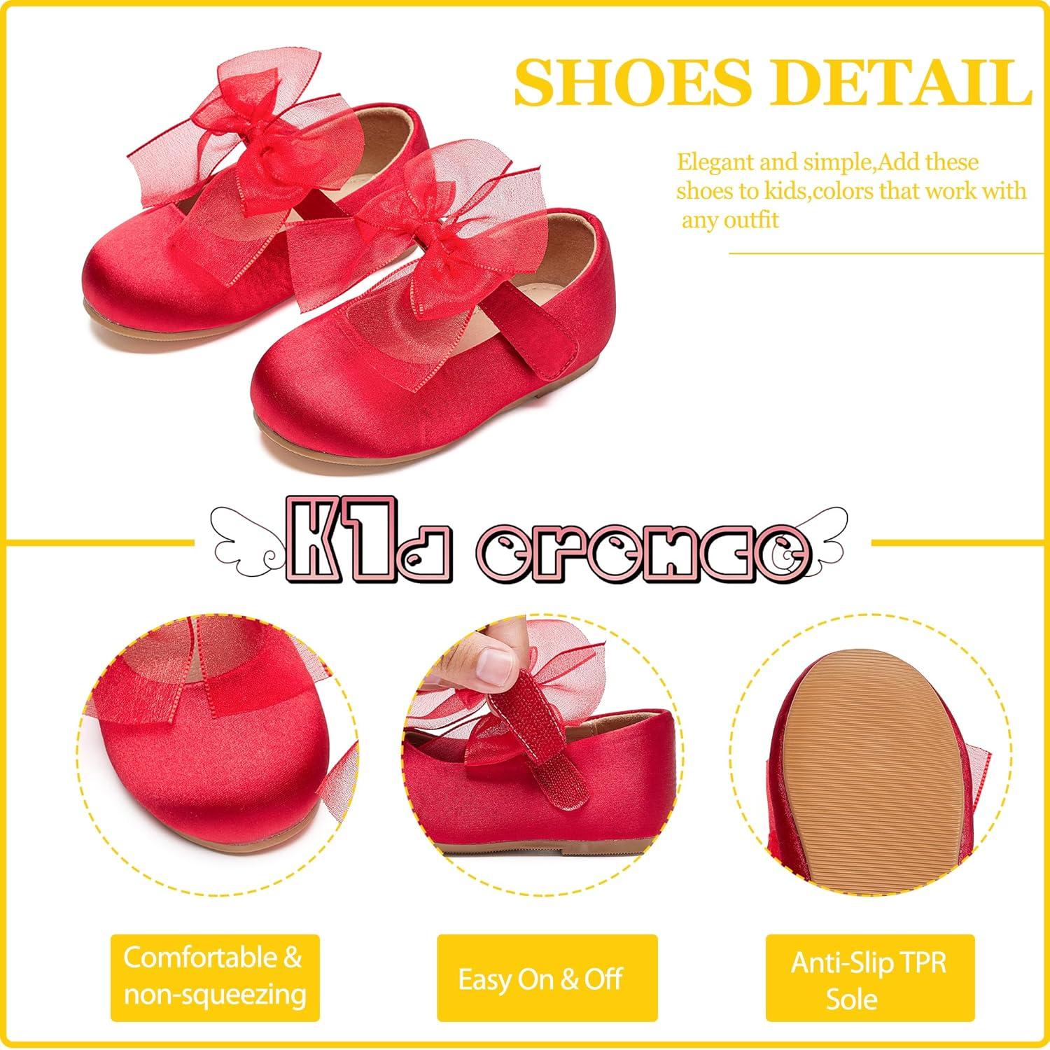 imageKiderence Little Toddler Girls Dress Shoes Ballerina Ballet Flats Kids Mary JanesCk517 Red