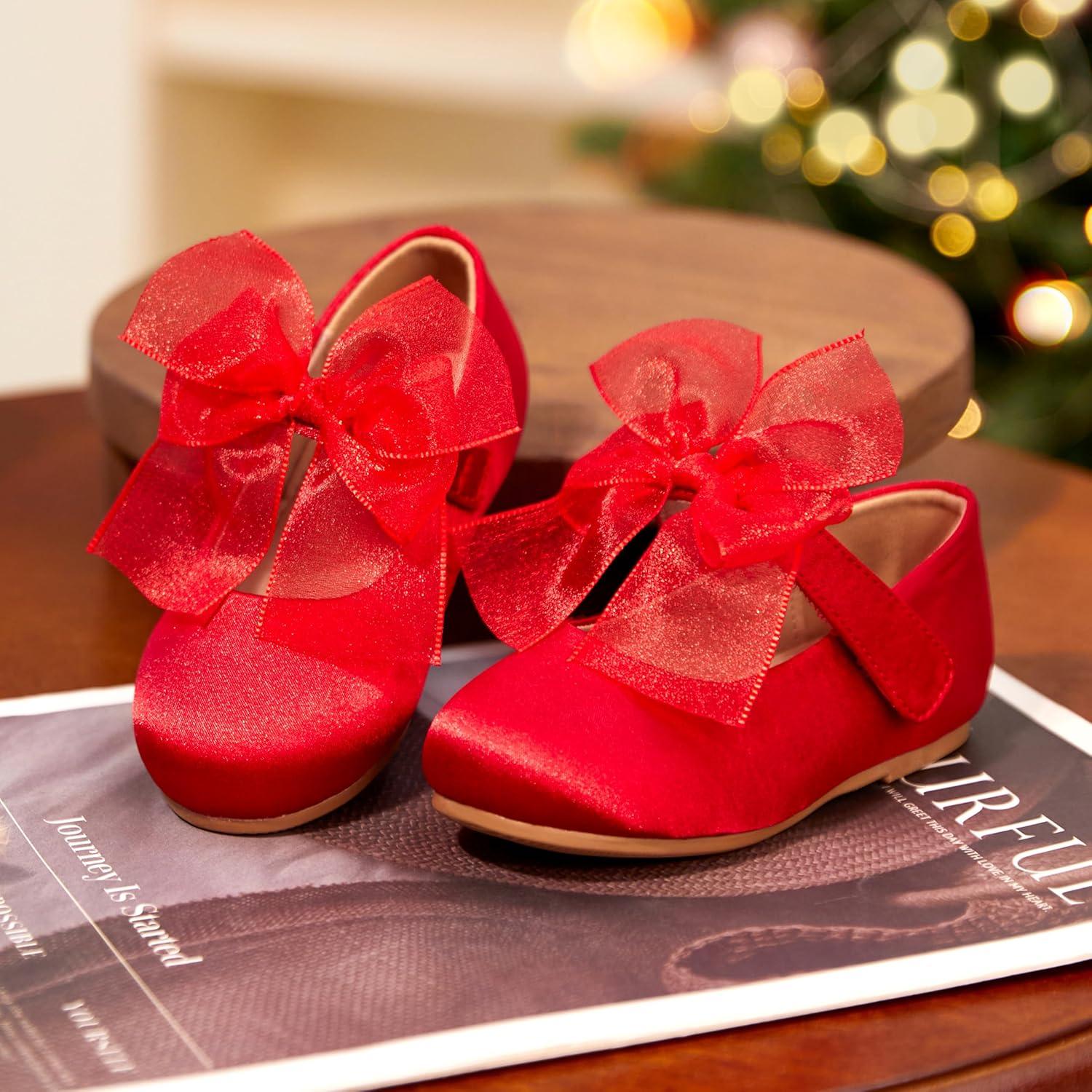 imageKiderence Little Toddler Girls Dress Shoes Ballerina Ballet Flats Kids Mary JanesCk517 Red