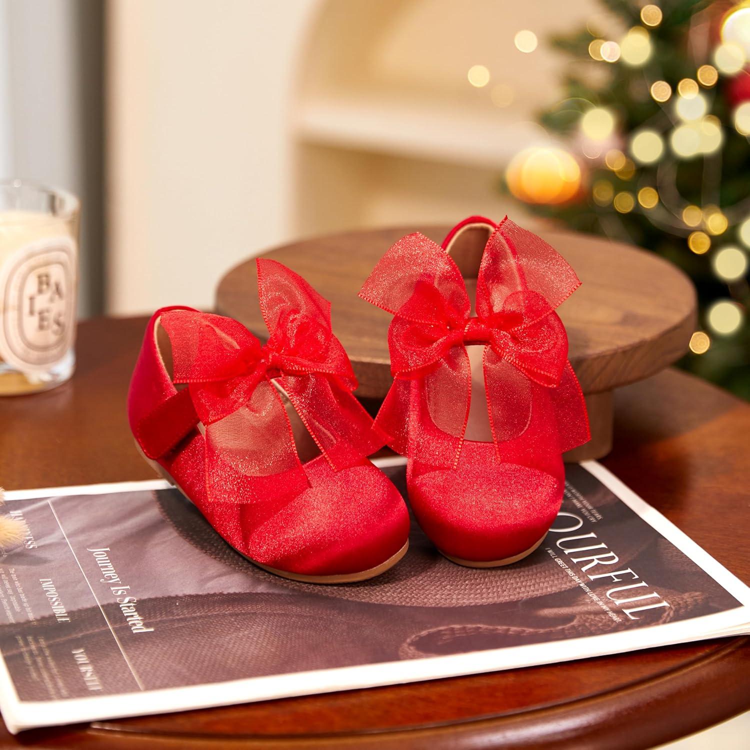 imageKiderence Little Toddler Girls Dress Shoes Ballerina Ballet Flats Kids Mary JanesCk517 Red