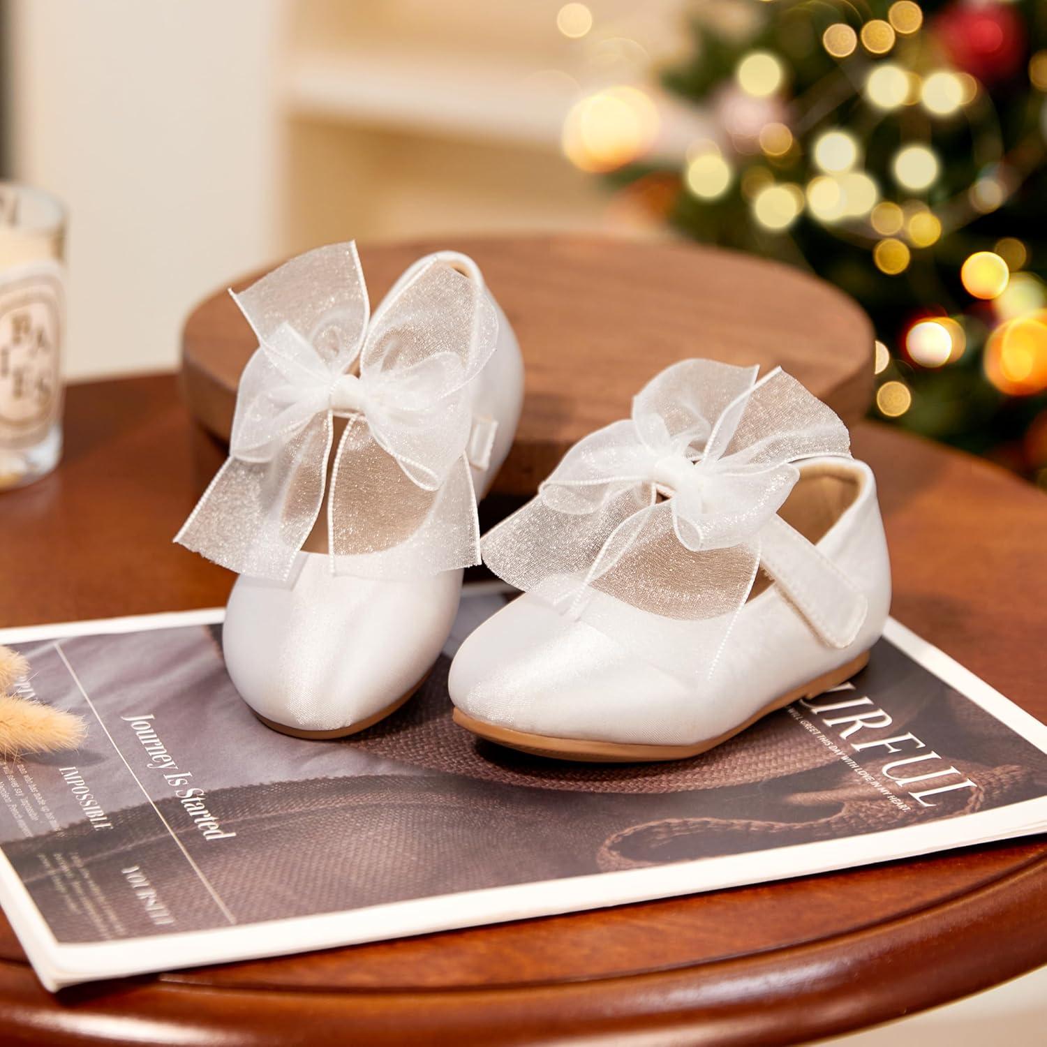 imageKiderence Little Toddler Girls Dress Shoes Ballerina Ballet Flats Kids Mary JanesCk517 White