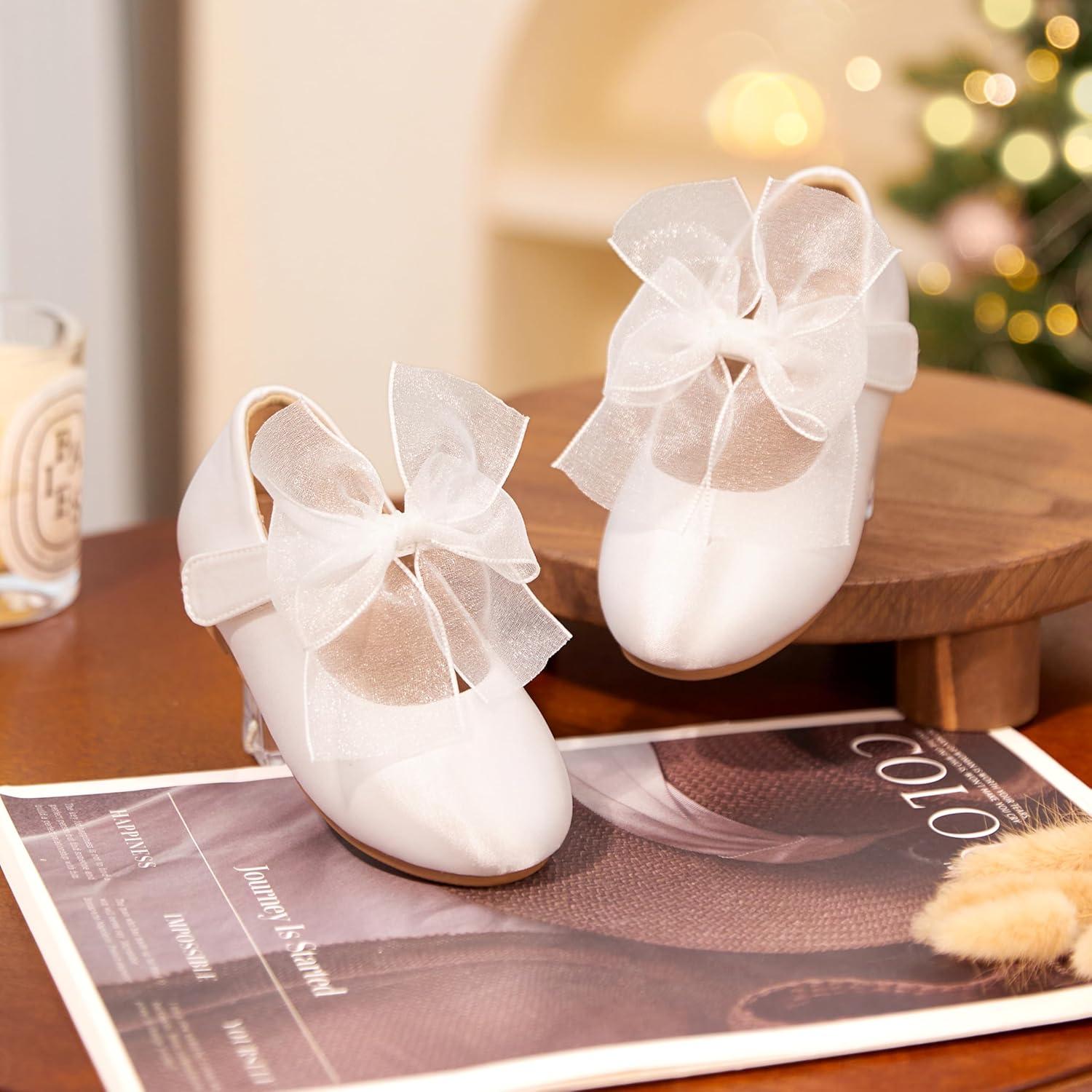 imageKiderence Little Toddler Girls Dress Shoes Ballerina Ballet Flats Kids Mary JanesCk517 White