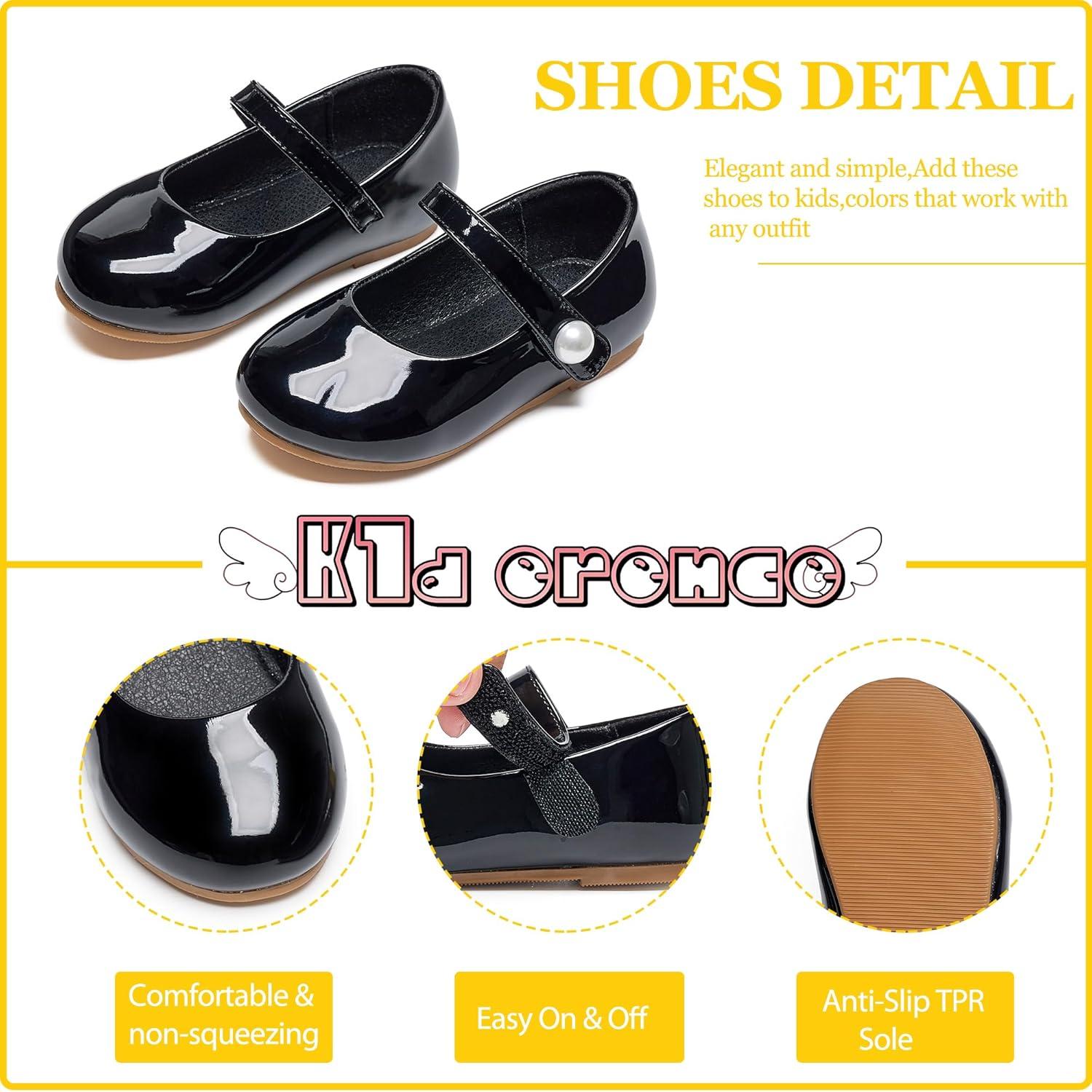 imageKiderence Little Toddler Girls Dress Shoes Ballerina Ballet Flats Kids Mary JanesCk518 Black