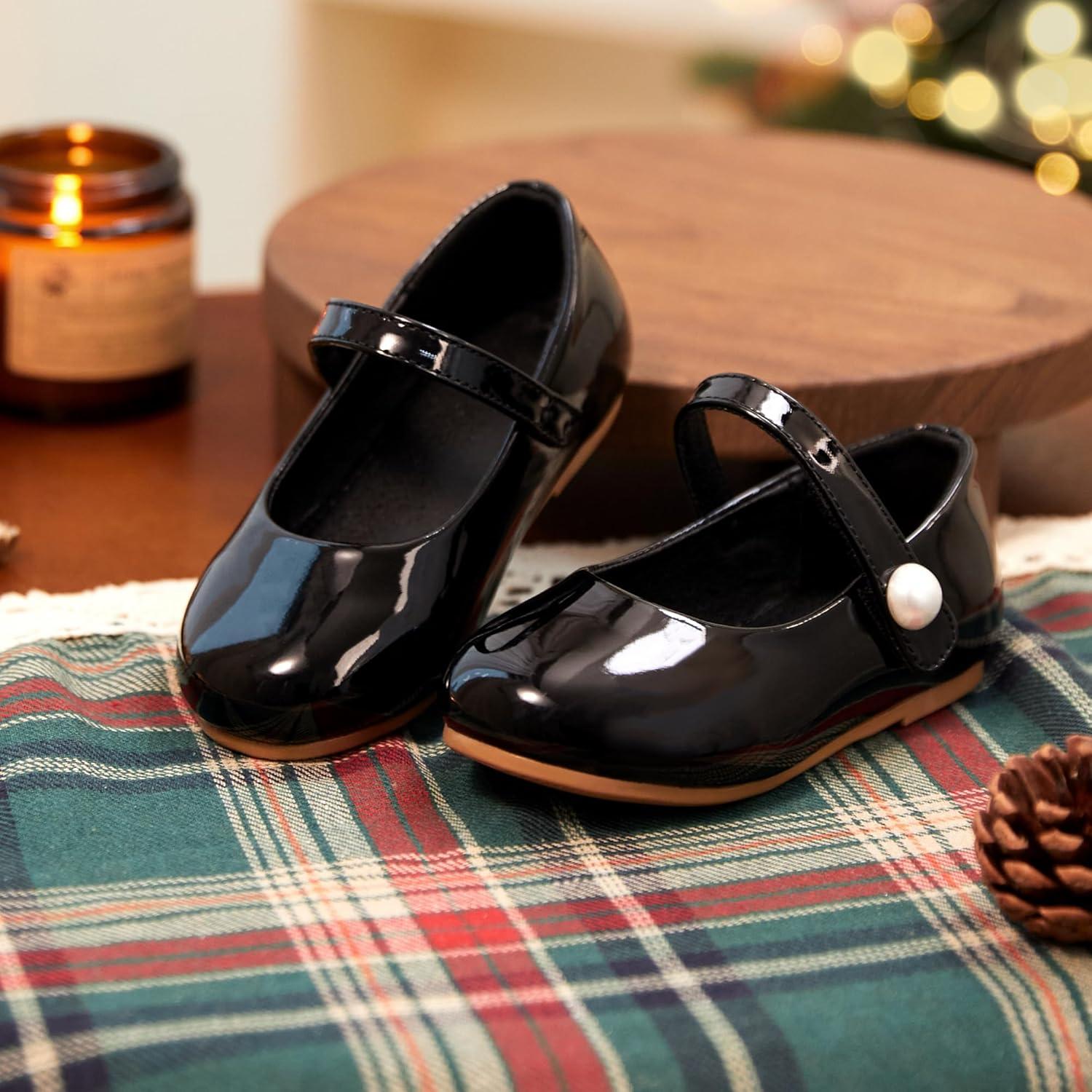 imageKiderence Little Toddler Girls Dress Shoes Ballerina Ballet Flats Kids Mary JanesCk518 Black