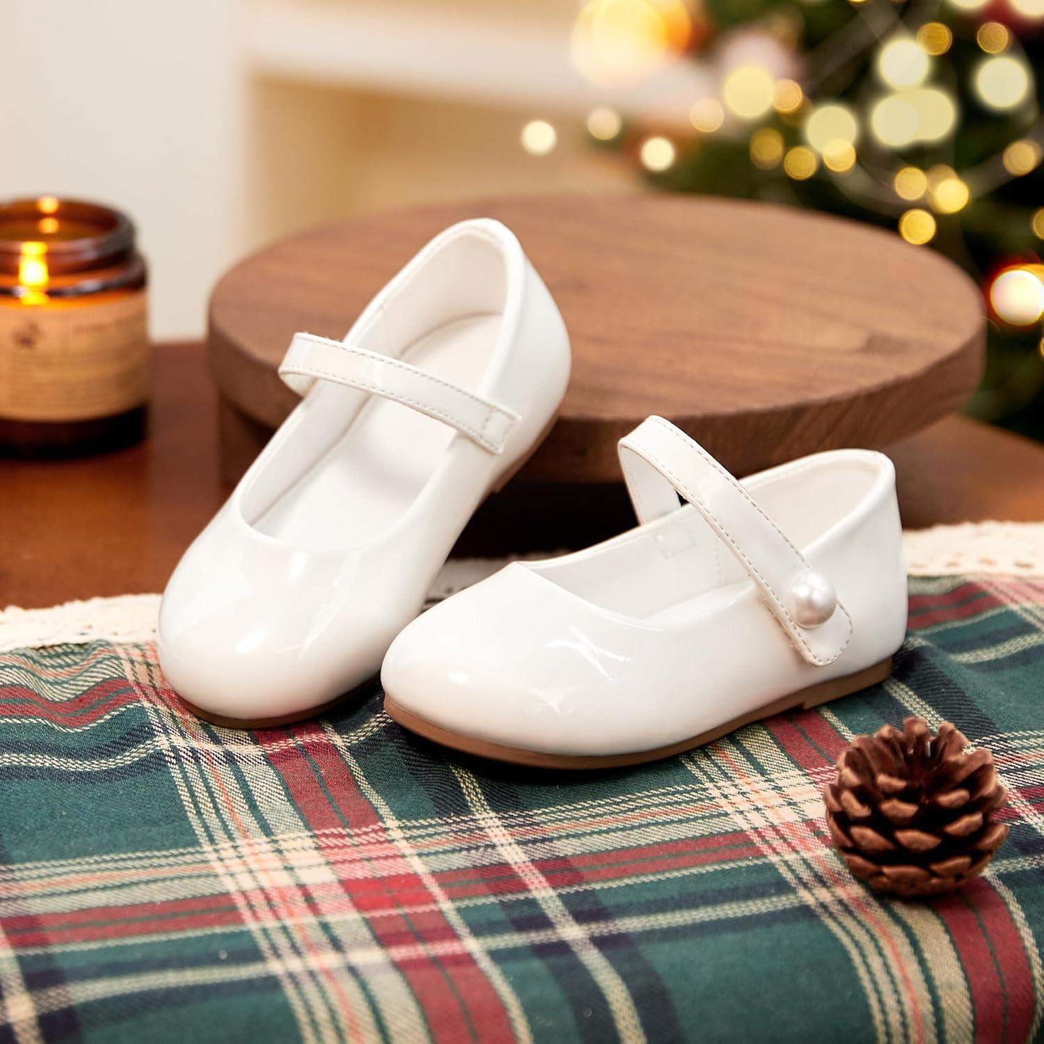 imageKiderence Little Toddler Girls Dress Shoes Ballerina Ballet Flats Kids Mary JanesCk518 White