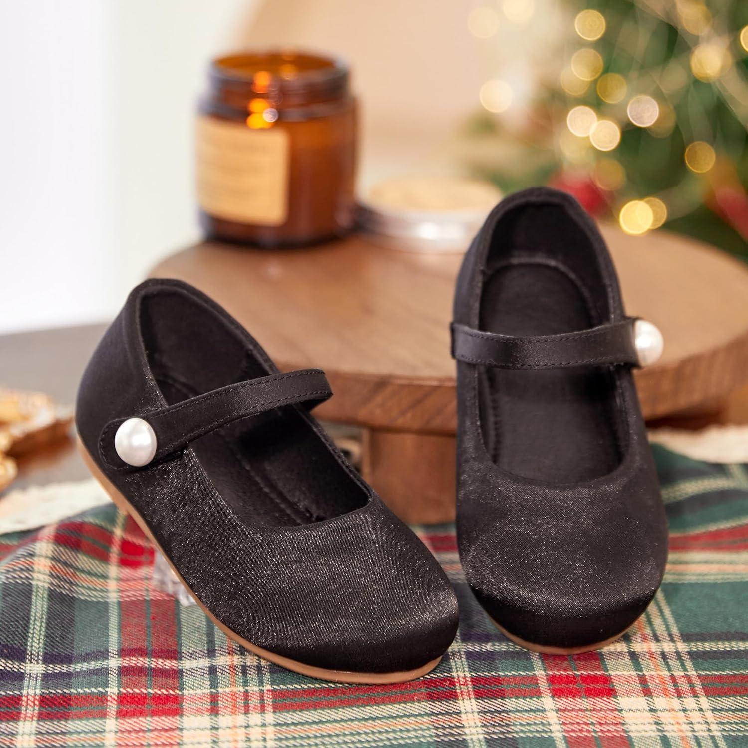 imageKiderence Little Toddler Girls Dress Shoes Ballerina Ballet Flats Kids Mary JanesCk602 Black