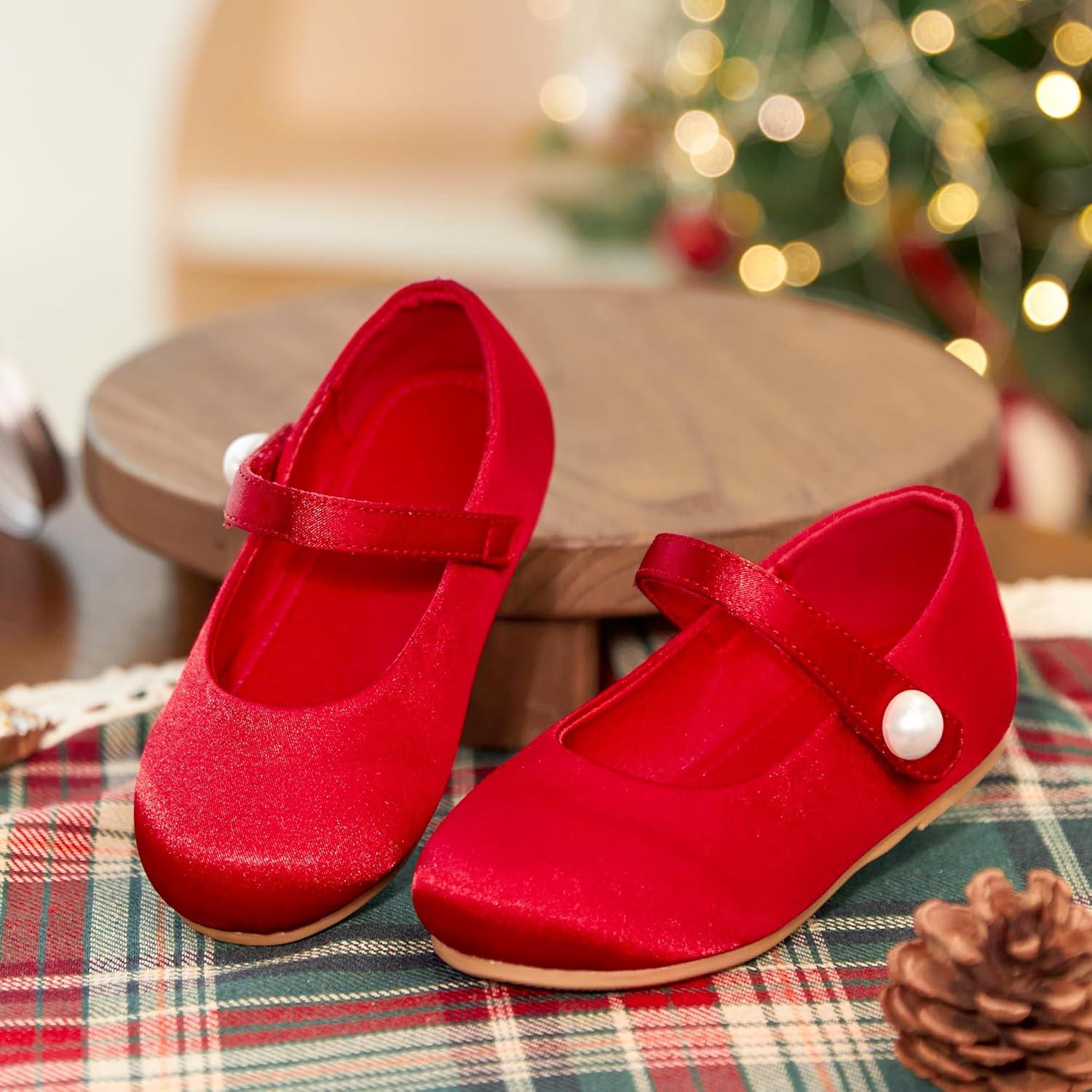 imageKiderence Little Toddler Girls Dress Shoes Ballerina Ballet Flats Kids Mary JanesCk602 Red