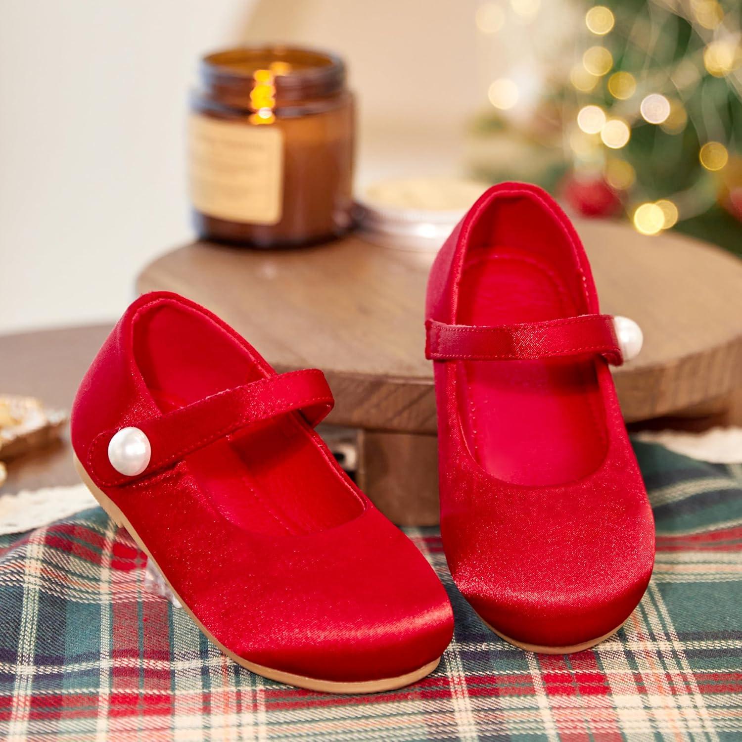 imageKiderence Little Toddler Girls Dress Shoes Ballerina Ballet Flats Kids Mary JanesCk602 Red