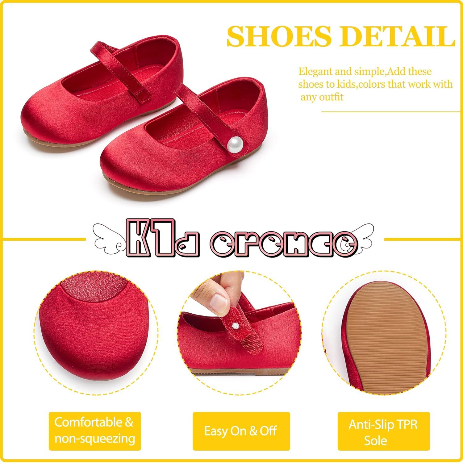 imageKiderence Little Toddler Girls Dress Shoes Ballerina Ballet Flats Kids Mary JanesCk602 Red