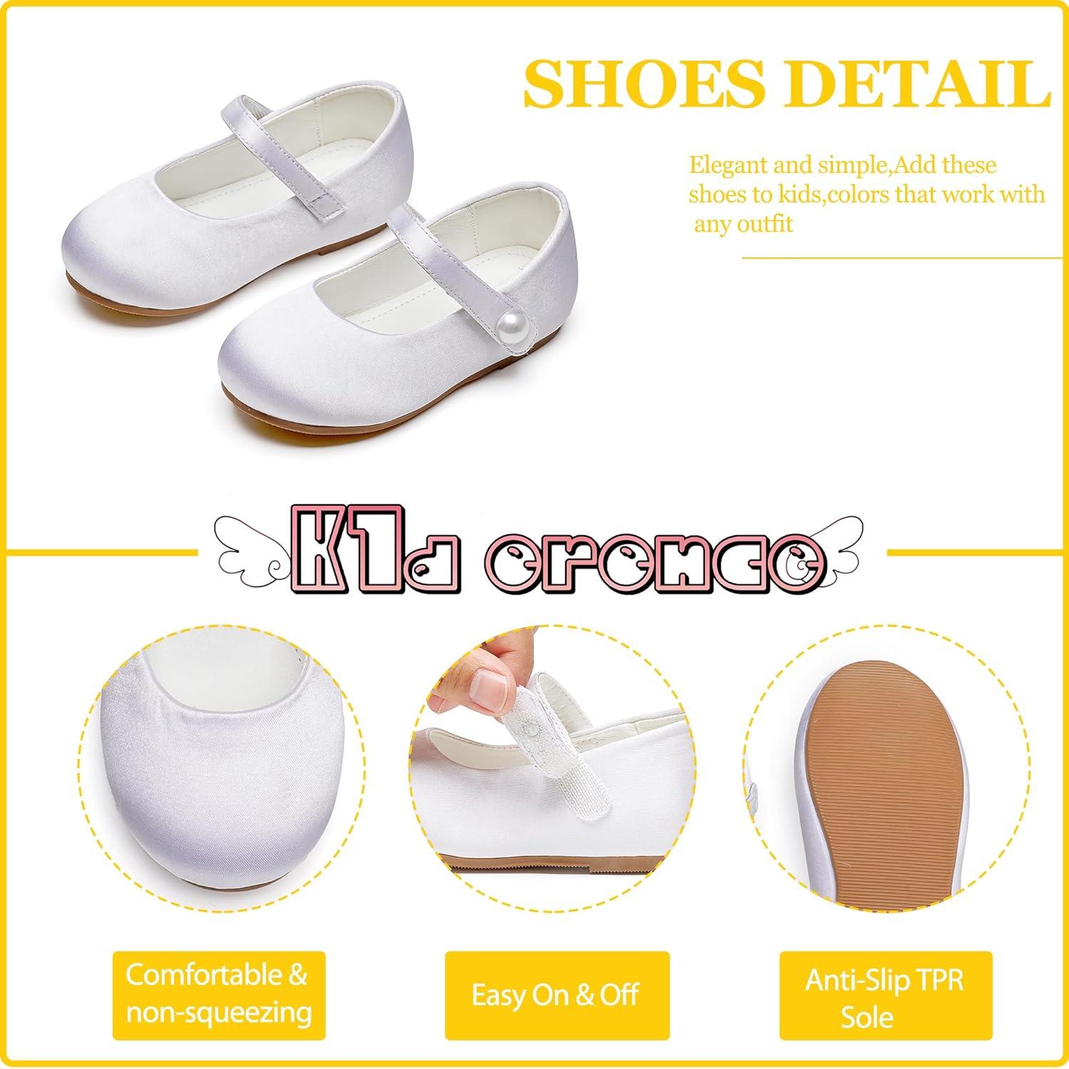 imageKiderence Little Toddler Girls Dress Shoes Ballerina Ballet Flats Kids Mary JanesCk602 White
