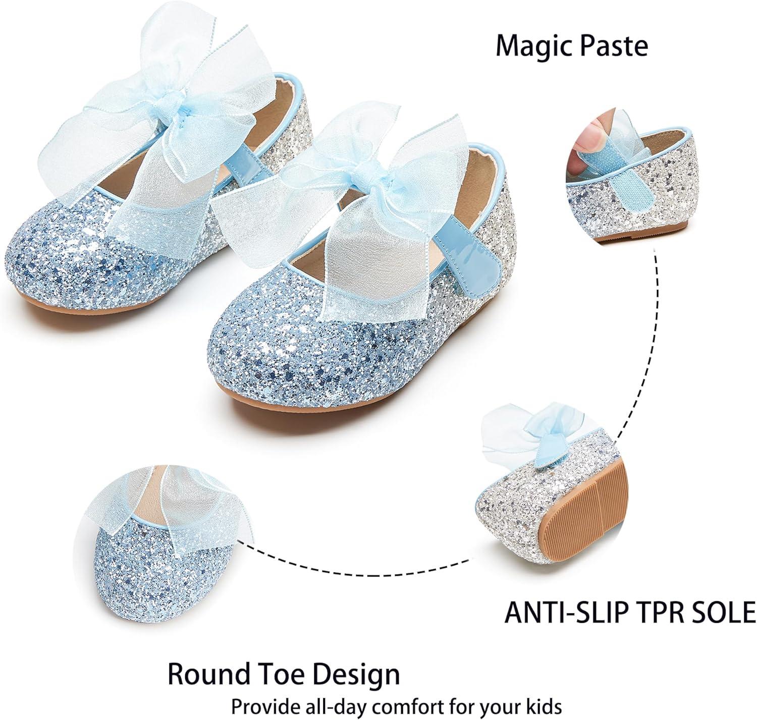 imageKiderence Little Toddler Girls Dress Shoes Ballerina Ballet Flats Kids Mary JanesCk929 Blue