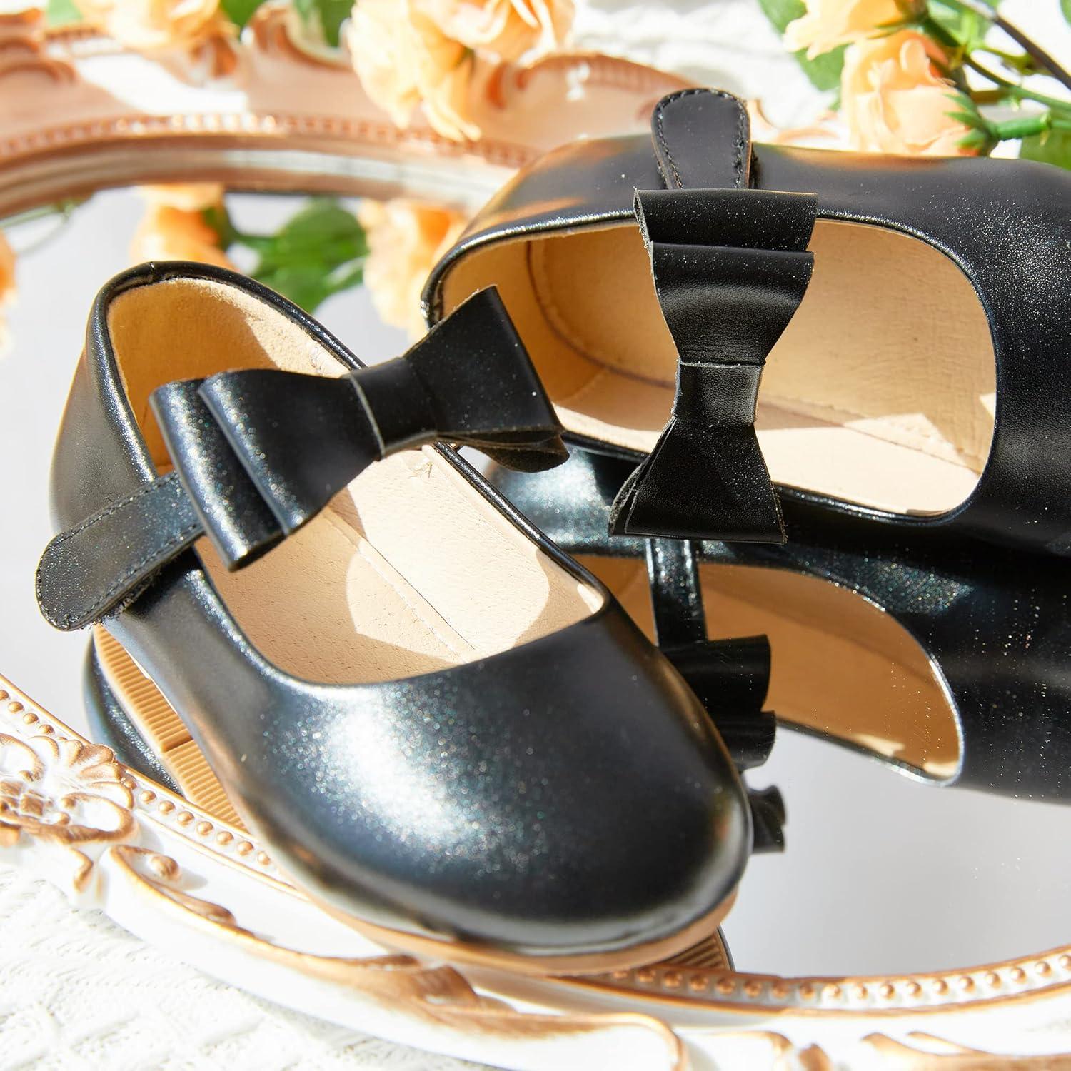 imageKiderence Little Toddler Girls Dress Shoes Ballerina Ballet Flats Kids Mary JanesCl02 Black