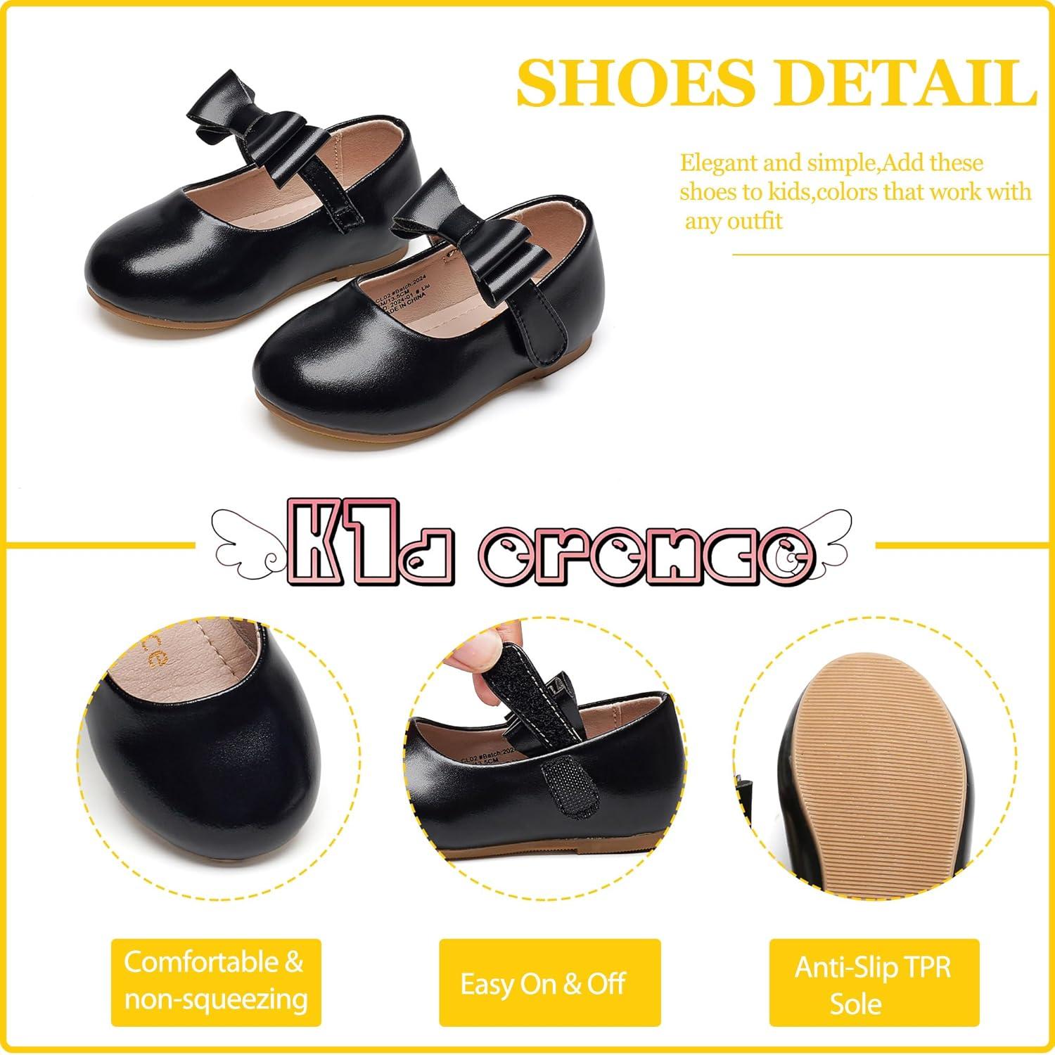 imageKiderence Little Toddler Girls Dress Shoes Ballerina Ballet Flats Kids Mary JanesCl02 Black