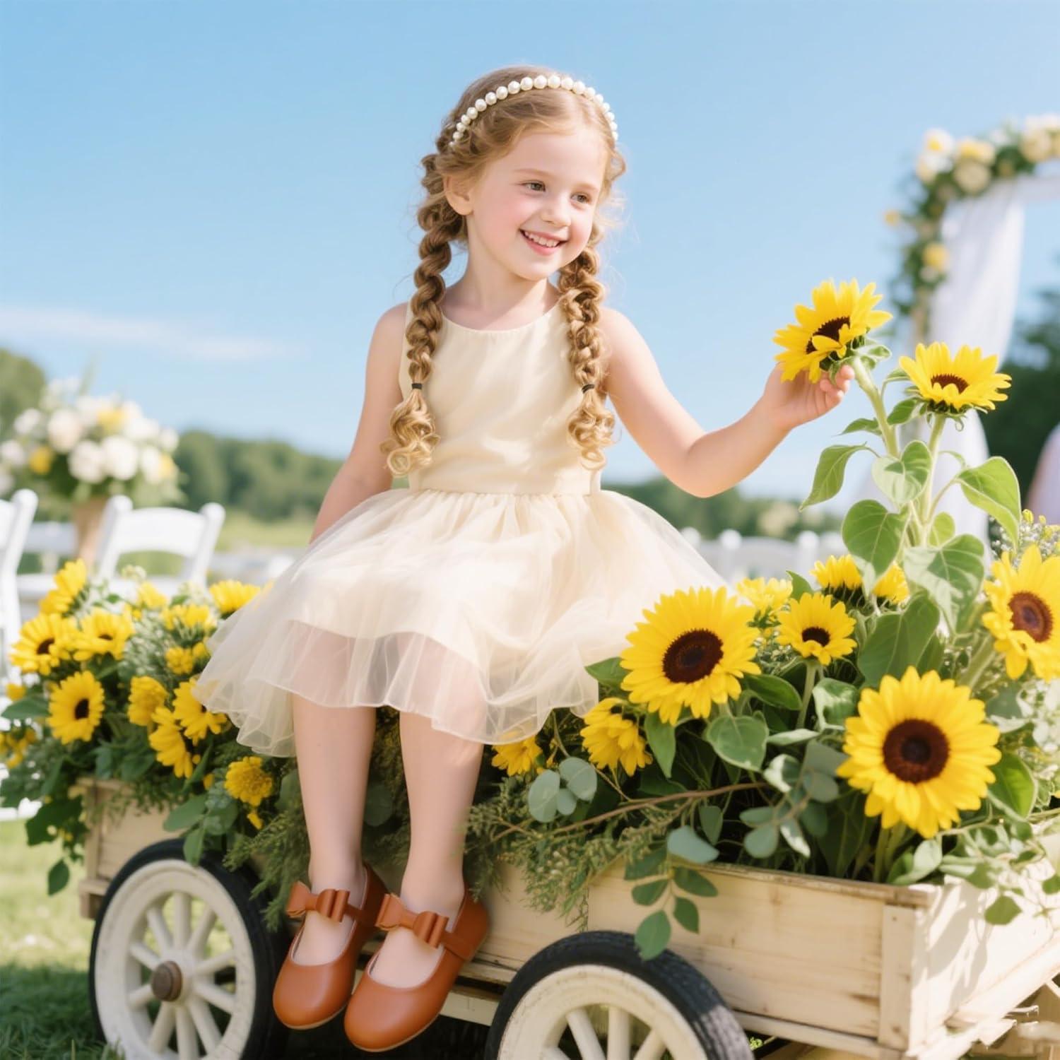 imageKiderence Little Toddler Girls Dress Shoes Ballerina Ballet Flats Kids Mary JanesCl02 Brown