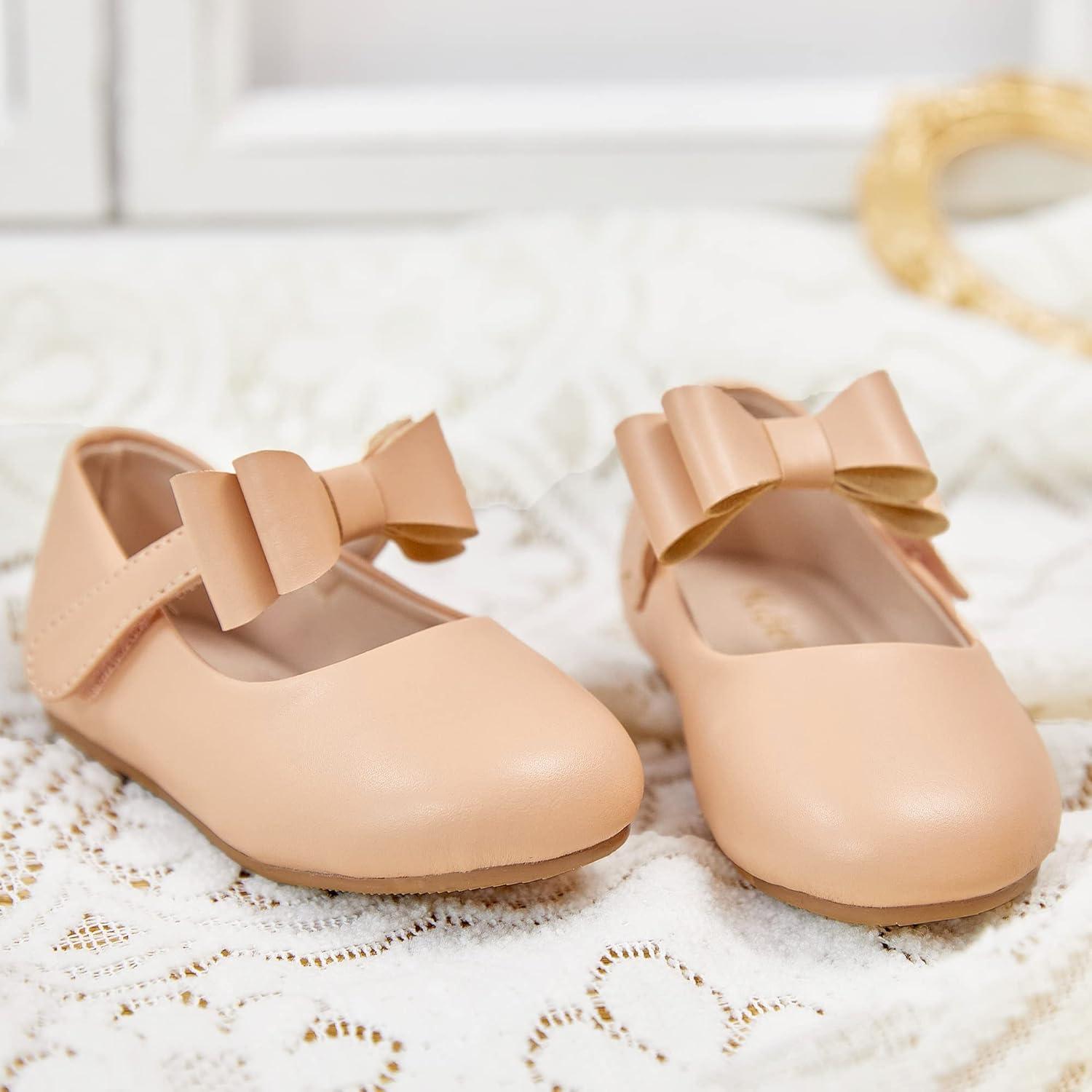 imageKiderence Little Toddler Girls Dress Shoes Ballerina Ballet Flats Kids Mary JanesCl02 Nude