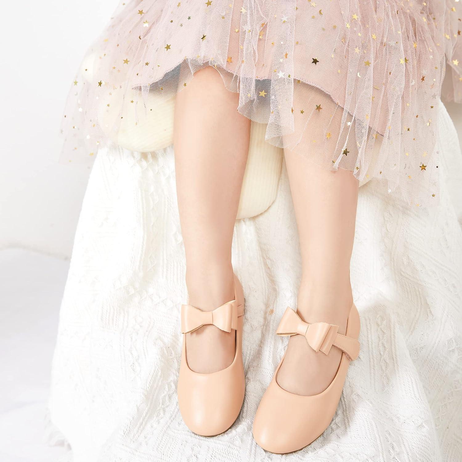 imageKiderence Little Toddler Girls Dress Shoes Ballerina Ballet Flats Kids Mary JanesCl02 Nude