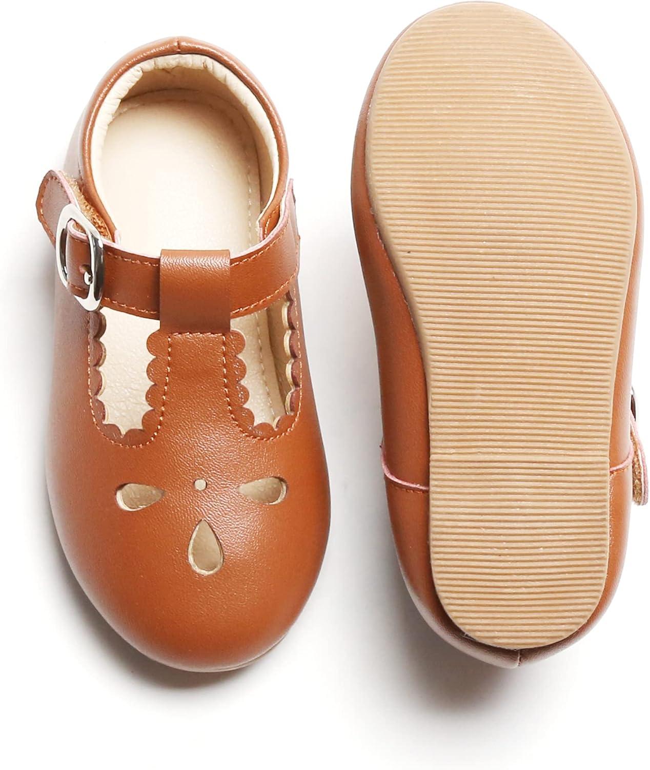 imageKiderence Little Toddler Girls Dress Shoes Ballerina Ballet Flats Kids Mary JanesCl04 Brown