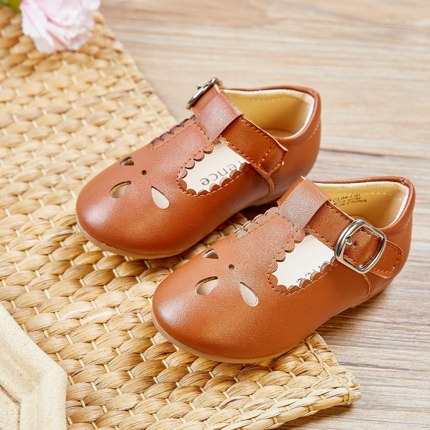 imageKiderence Little Toddler Girls Dress Shoes Ballerina Ballet Flats Kids Mary JanesCl04 Brown