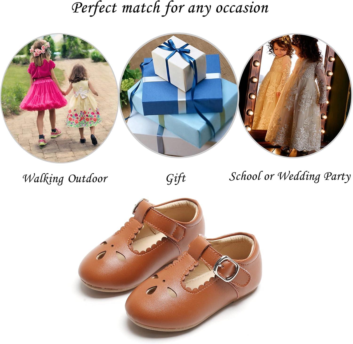 imageKiderence Little Toddler Girls Dress Shoes Ballerina Ballet Flats Kids Mary JanesCl04 Brown