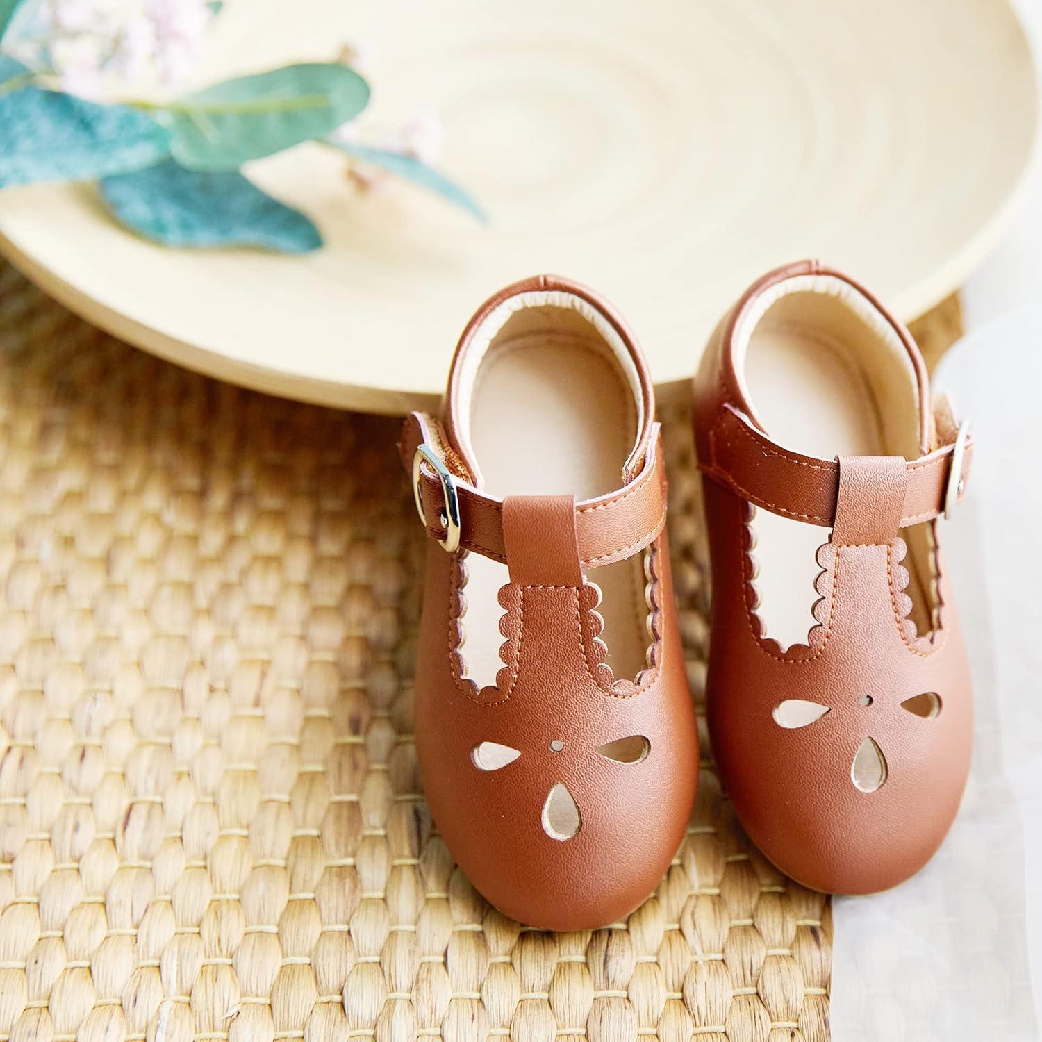 imageKiderence Little Toddler Girls Dress Shoes Ballerina Ballet Flats Kids Mary JanesCl04 Brown