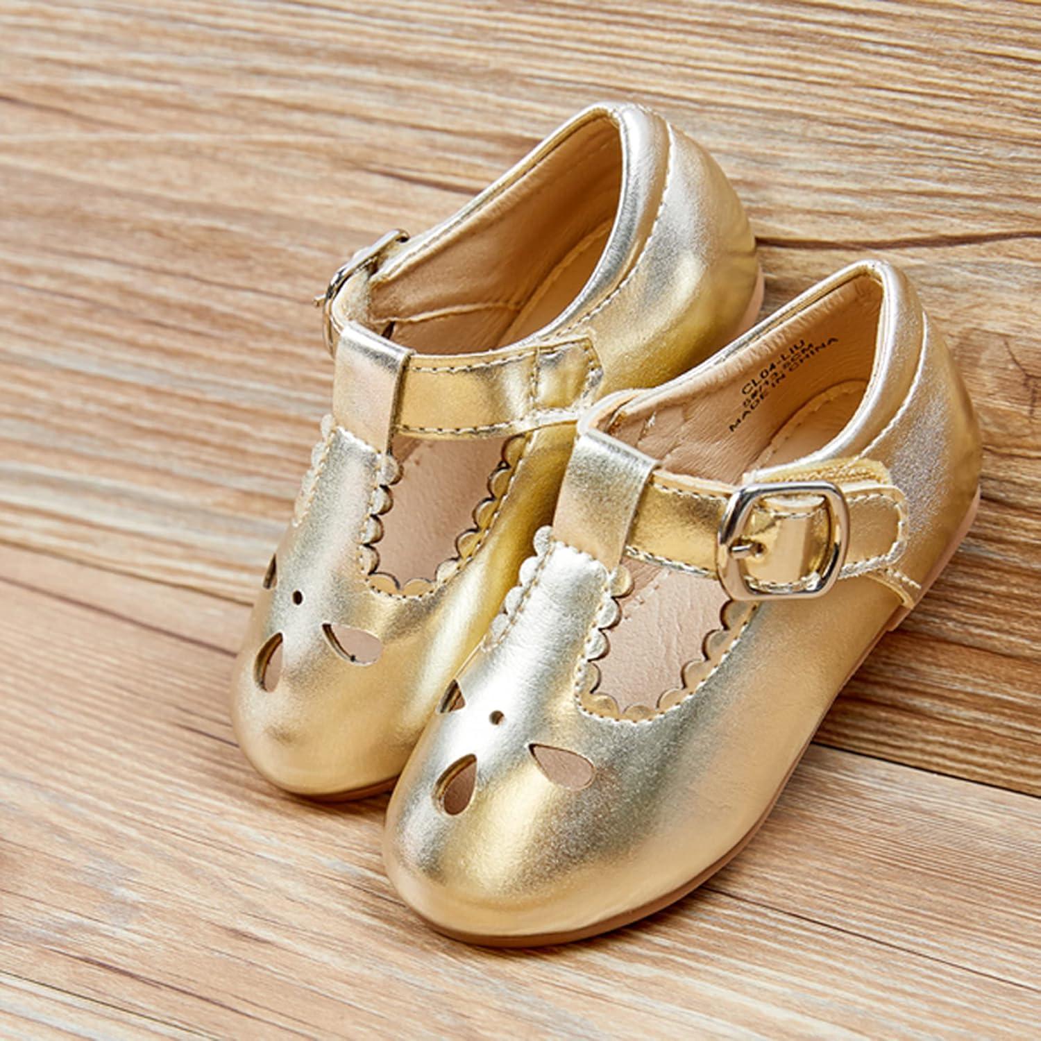 imageKiderence Little Toddler Girls Dress Shoes Ballerina Ballet Flats Kids Mary JanesCl04 Gold