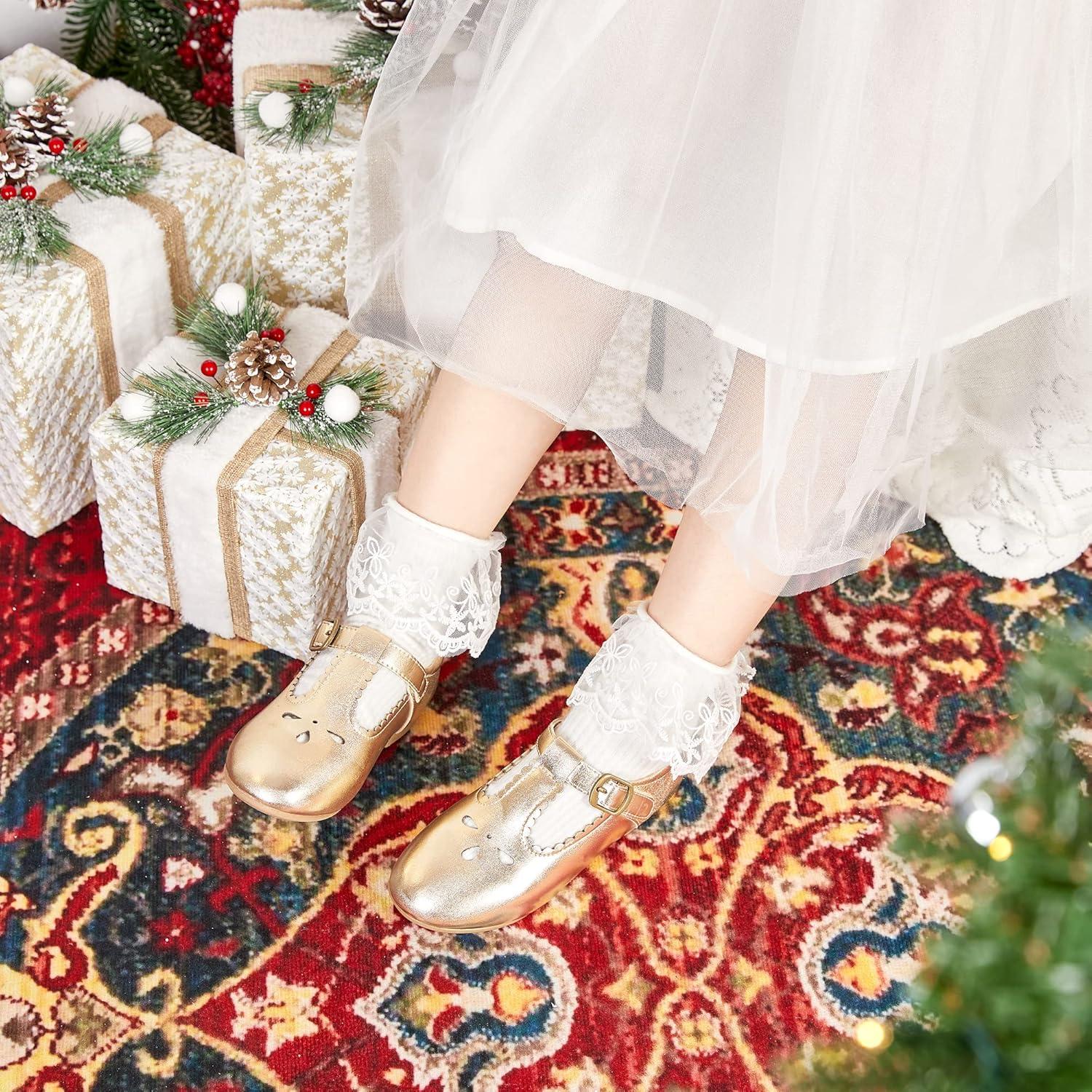 imageKiderence Little Toddler Girls Dress Shoes Ballerina Ballet Flats Kids Mary JanesCl04 Gold