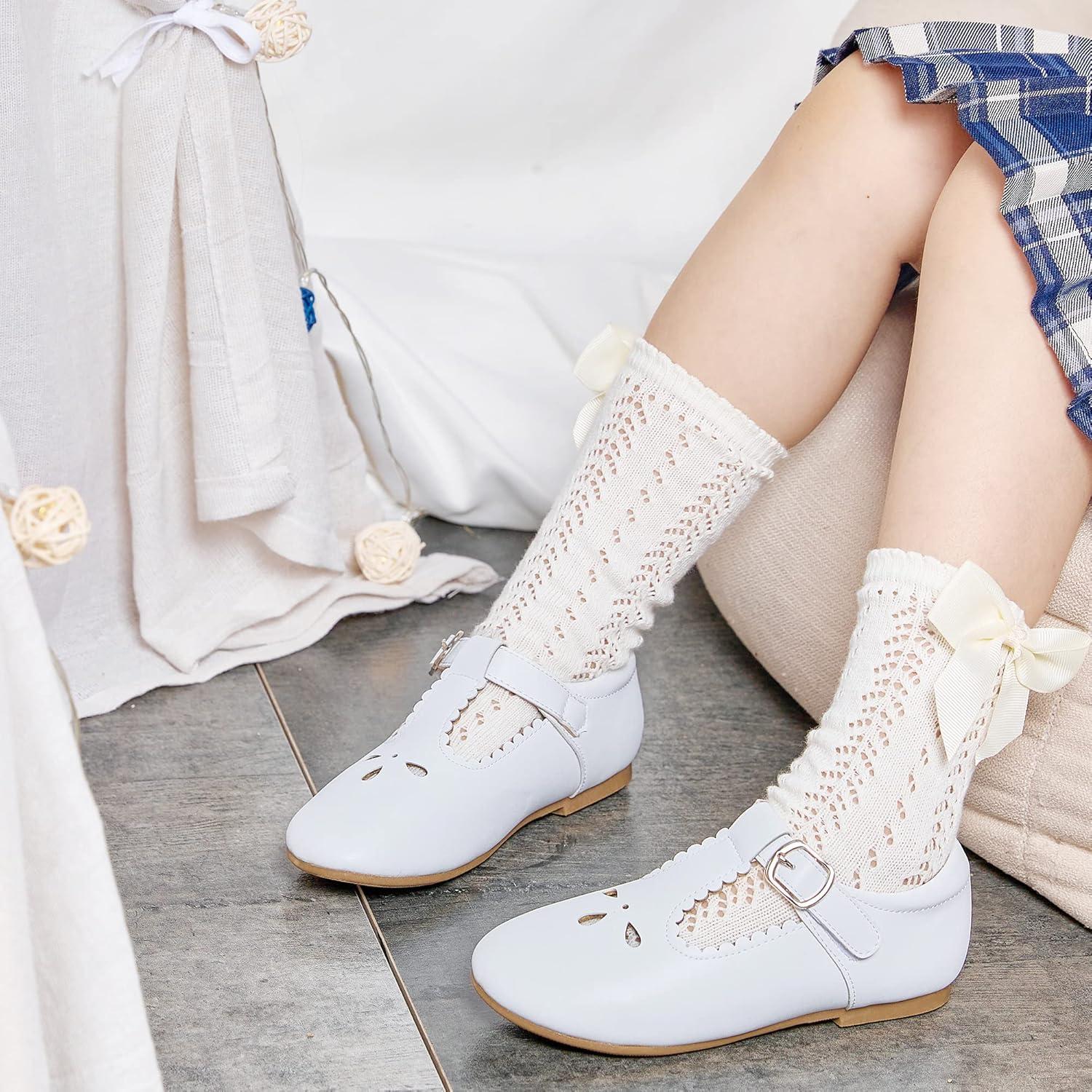 imageKiderence Little Toddler Girls Dress Shoes Ballerina Ballet Flats Kids Mary JanesCl04 White