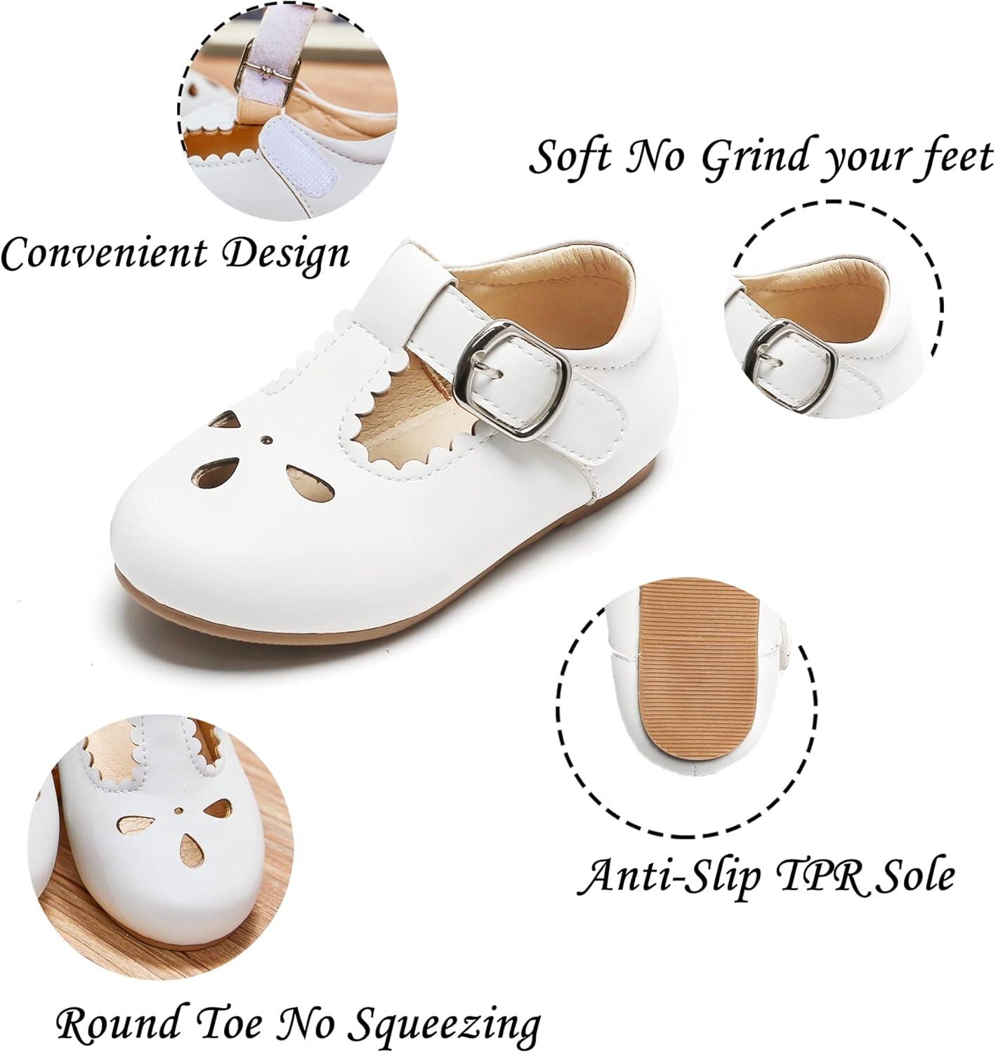 imageKiderence Little Toddler Girls Dress Shoes Ballerina Ballet Flats Kids Mary JanesCl04 White