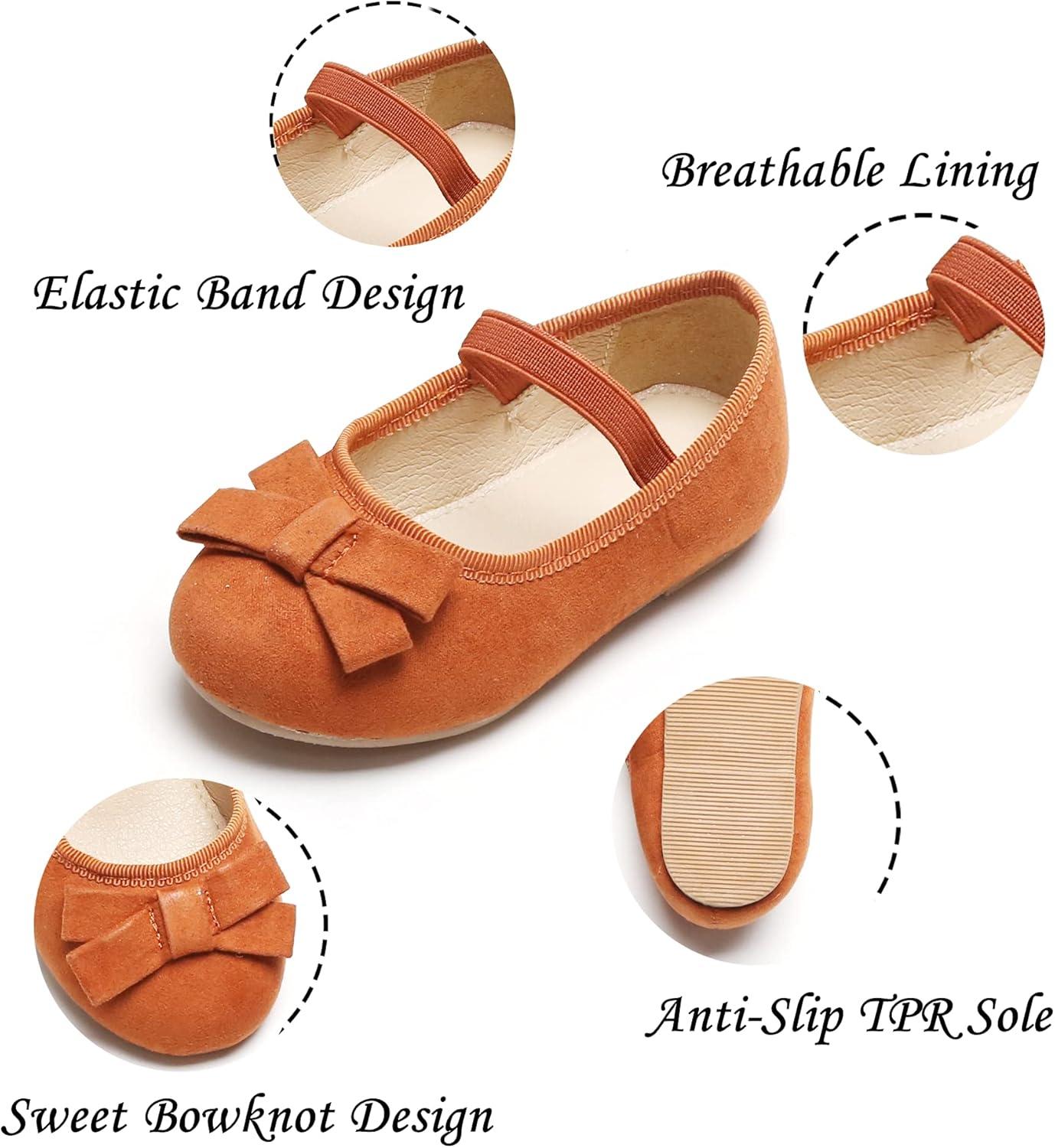 imageKiderence Little Toddler Girls Dress Shoes Ballerina Ballet Flats Kids Mary JanesCl07 Brown