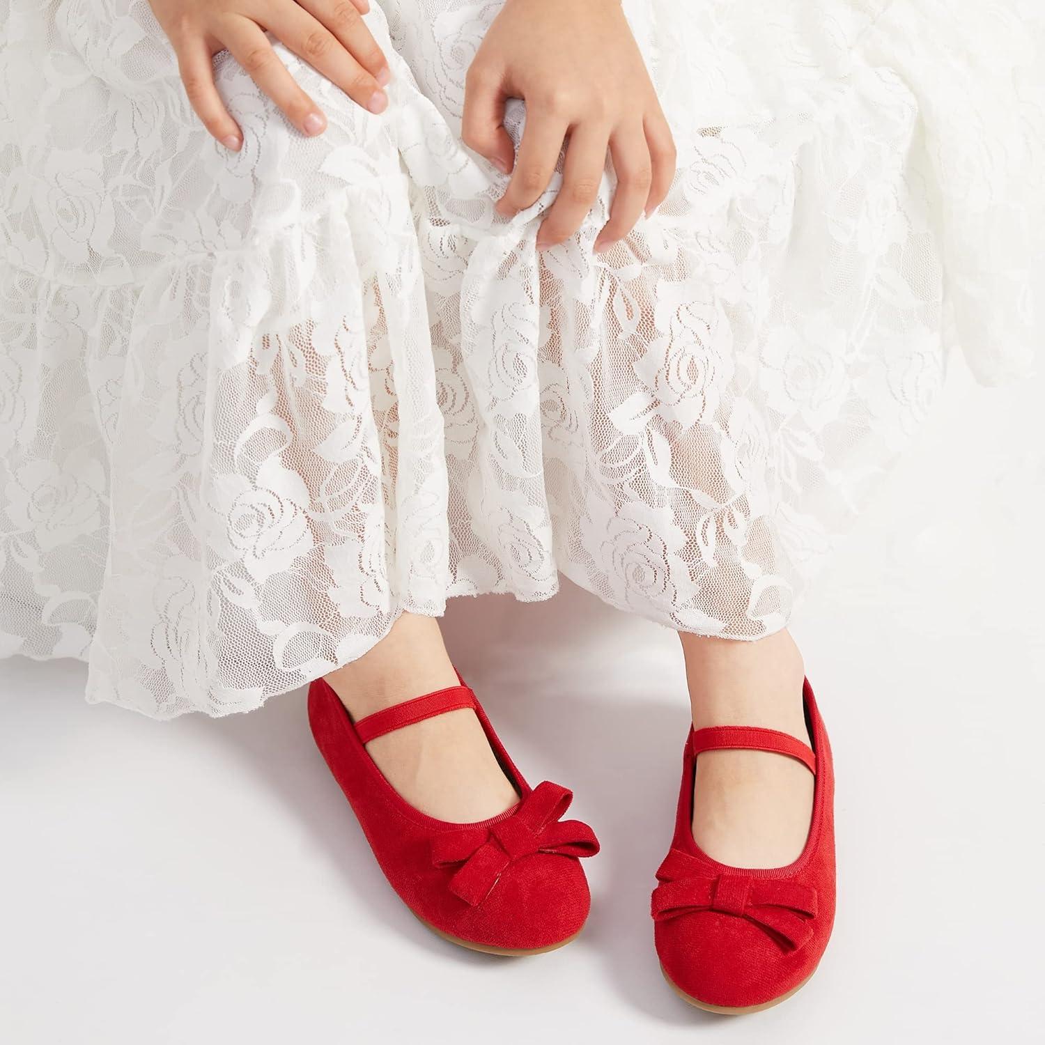 imageKiderence Little Toddler Girls Dress Shoes Ballerina Ballet Flats Kids Mary JanesCl07 Red