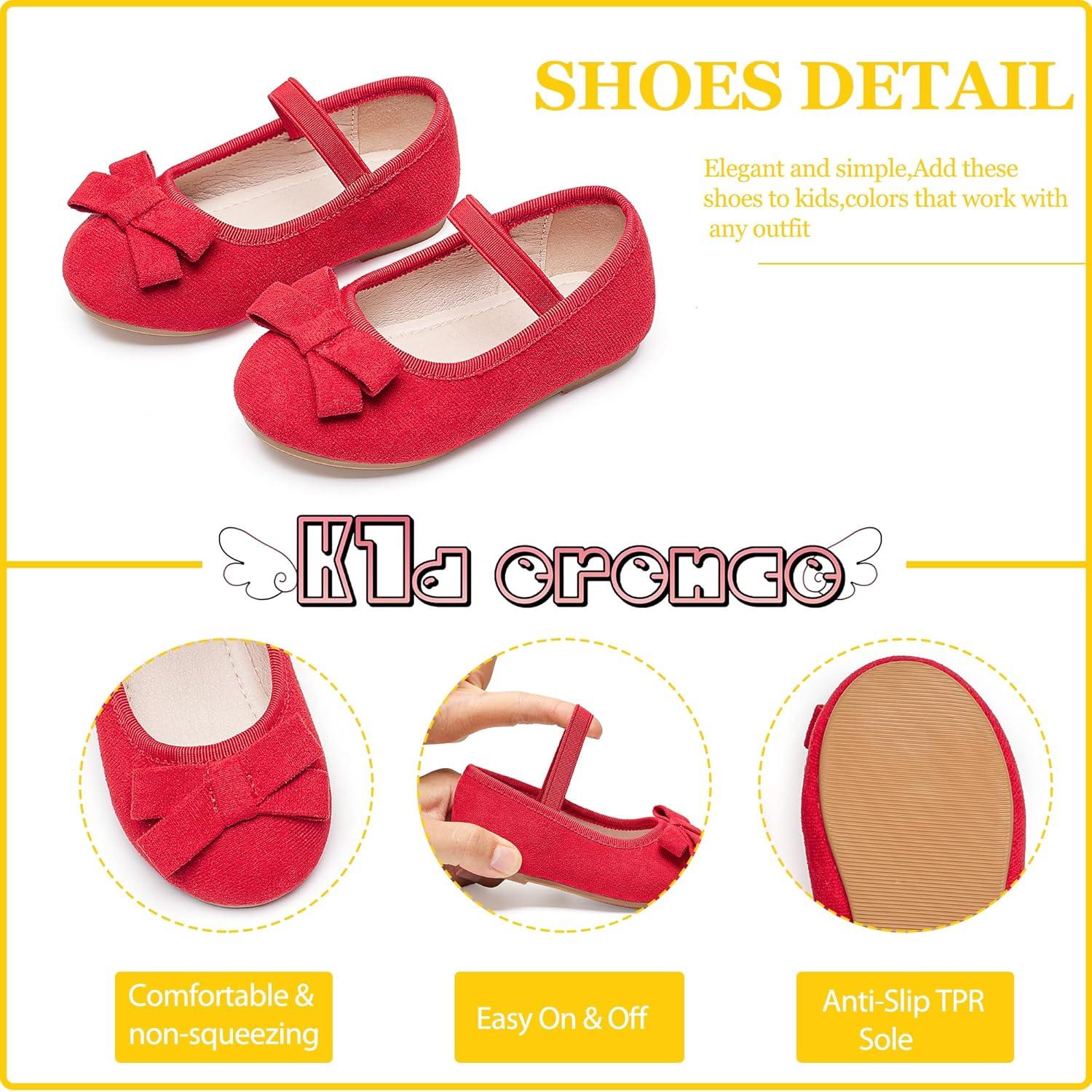 imageKiderence Little Toddler Girls Dress Shoes Ballerina Ballet Flats Kids Mary JanesCl07 Red