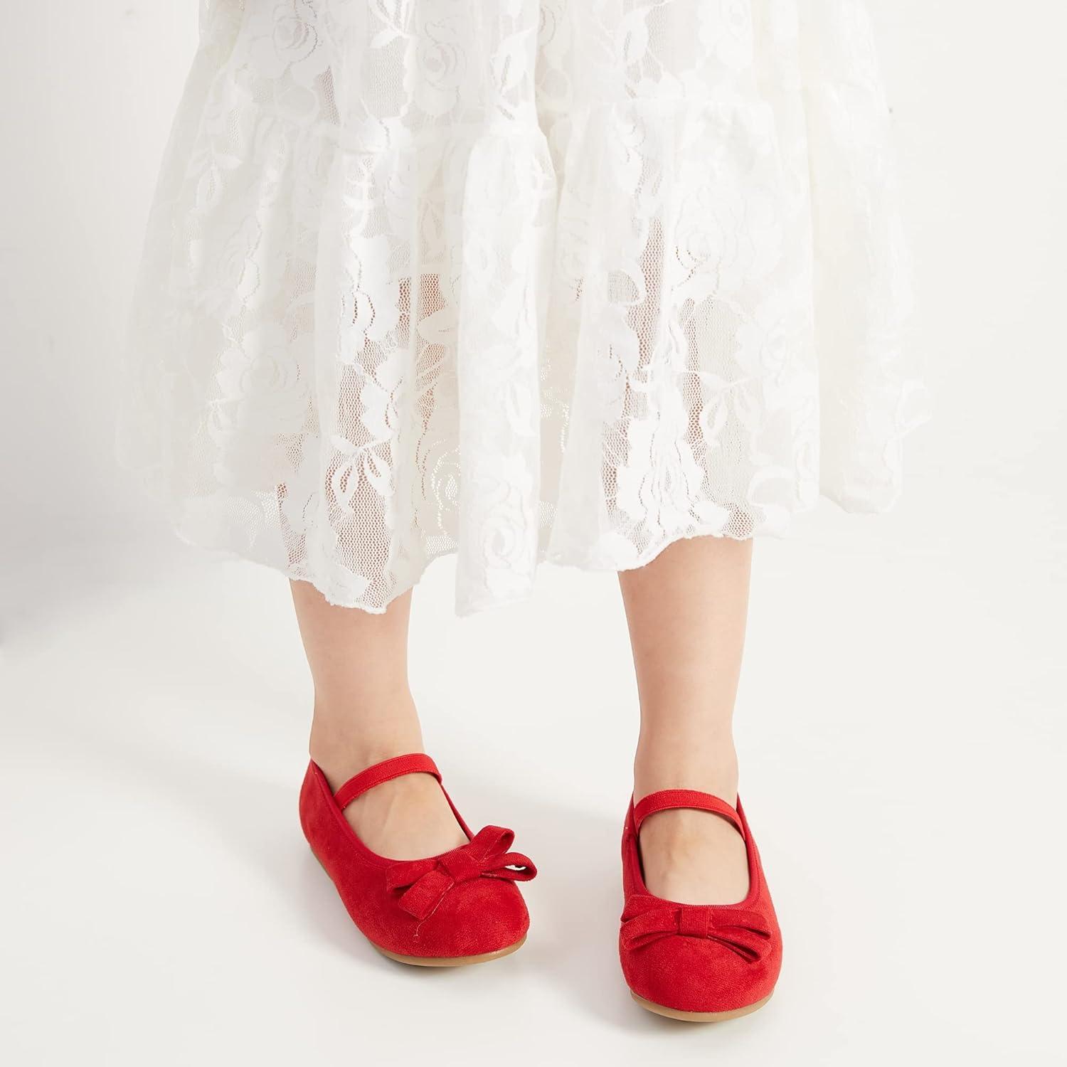 imageKiderence Little Toddler Girls Dress Shoes Ballerina Ballet Flats Kids Mary JanesCl07 Red