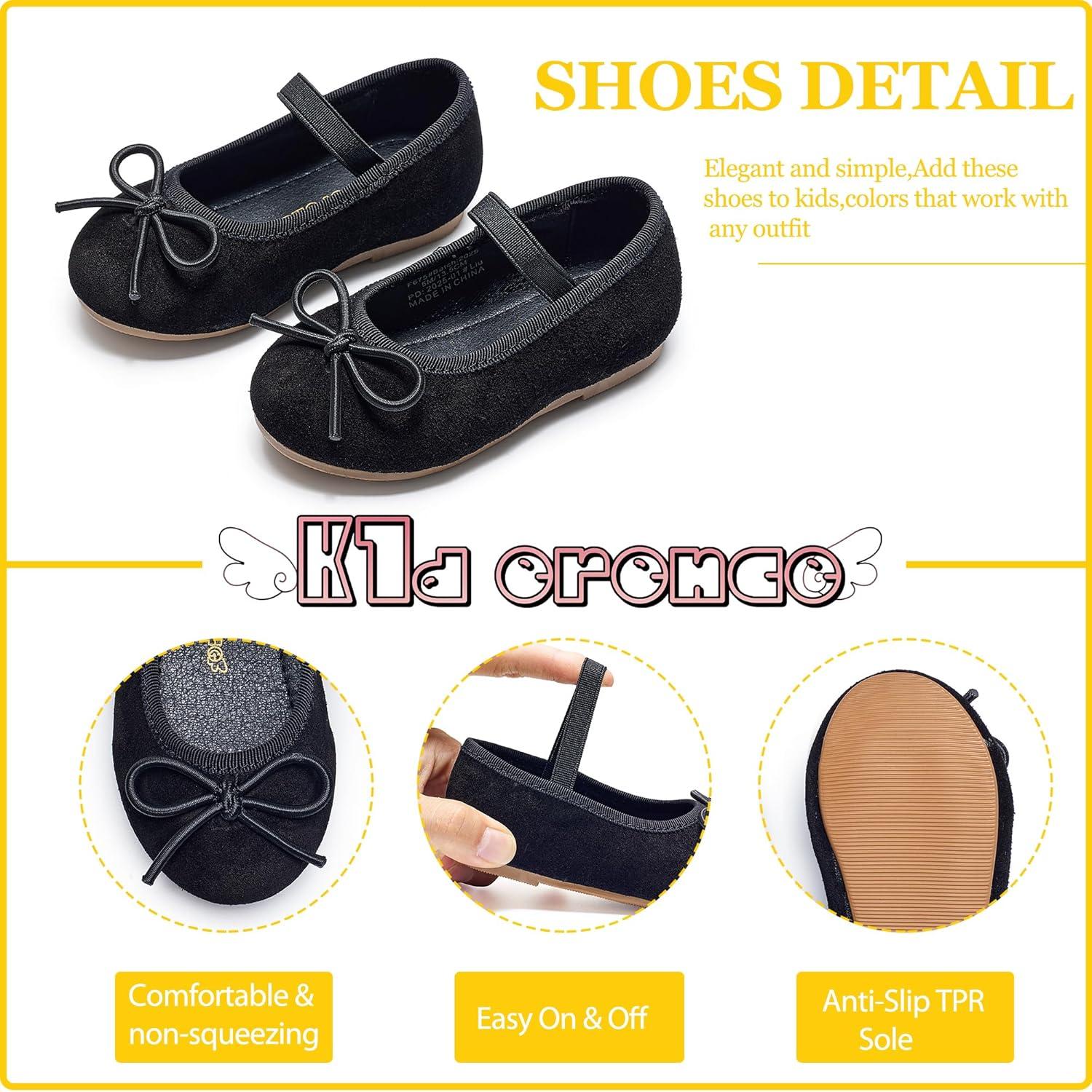 imageKiderence Little Toddler Girls Dress Shoes Ballerina Ballet Flats Kids Mary JanesF675 Black