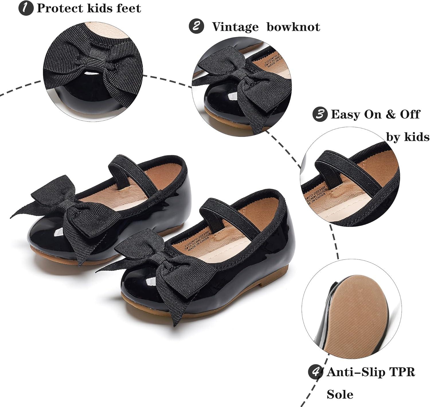 imageKiderence Little Toddler Girls Dress Shoes Ballerina Ballet Flats Kids Mary JanesFg02 Black