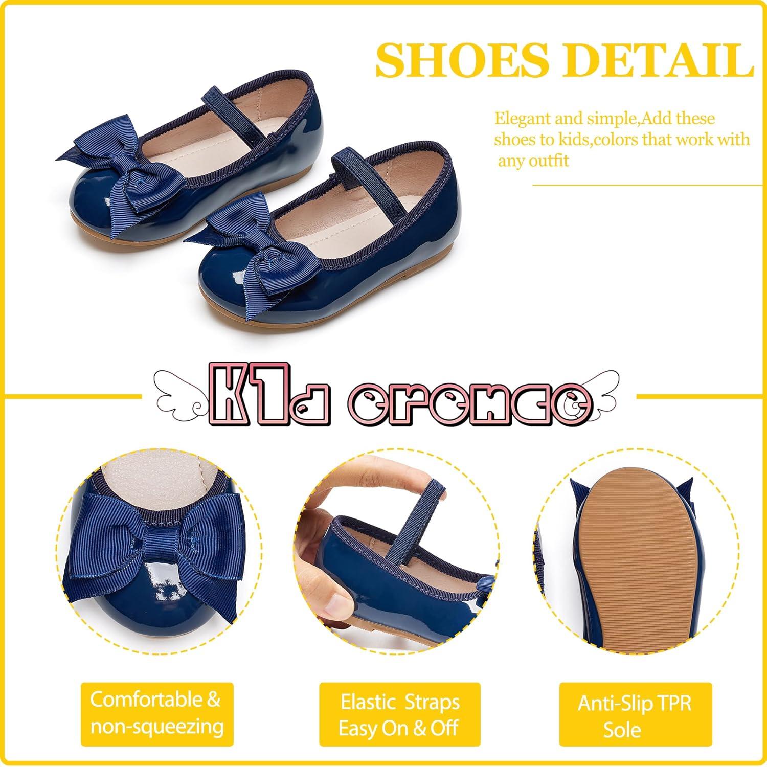 imageKiderence Little Toddler Girls Dress Shoes Ballerina Ballet Flats Kids Mary JanesFg02 Navy Blue