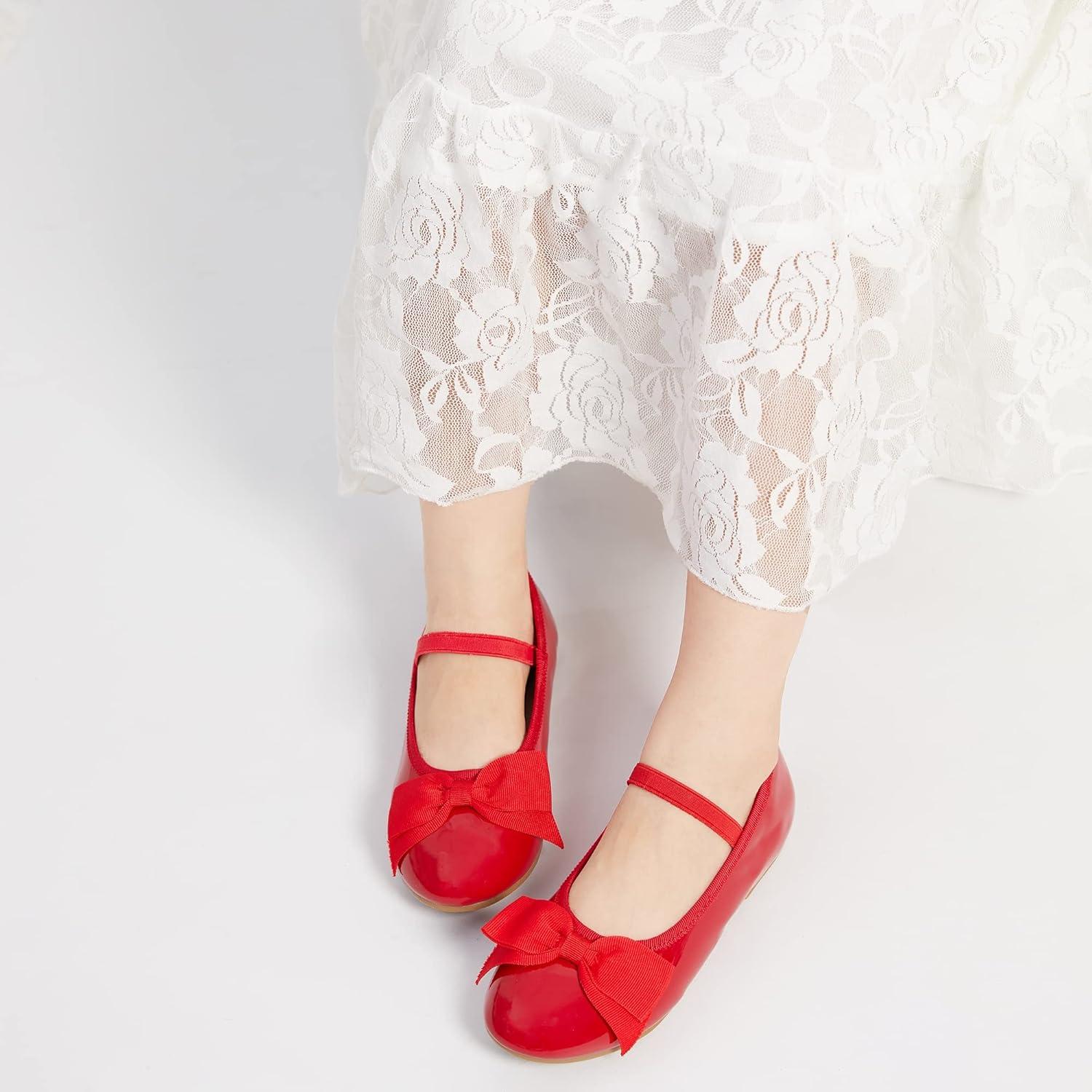 imageKiderence Little Toddler Girls Dress Shoes Ballerina Ballet Flats Kids Mary JanesFg02 Red