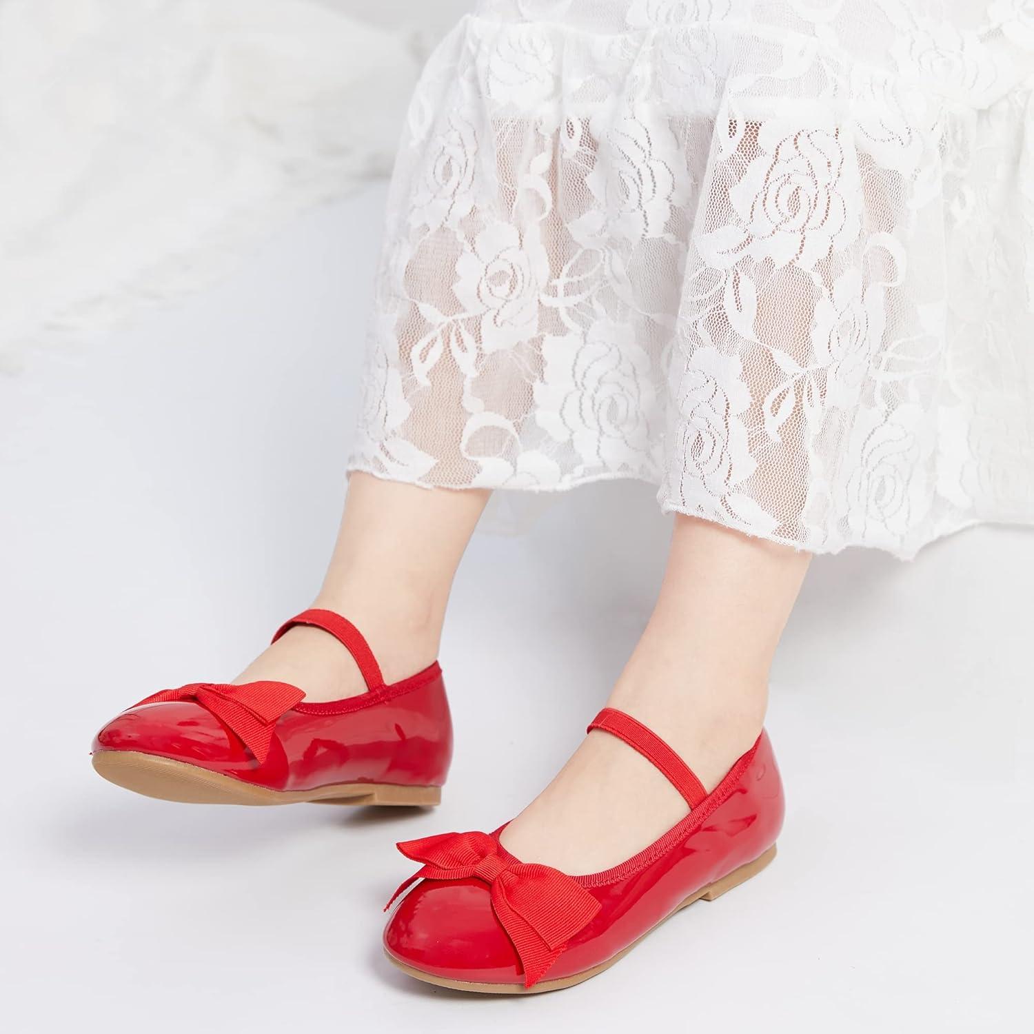 imageKiderence Little Toddler Girls Dress Shoes Ballerina Ballet Flats Kids Mary JanesFg02 Red