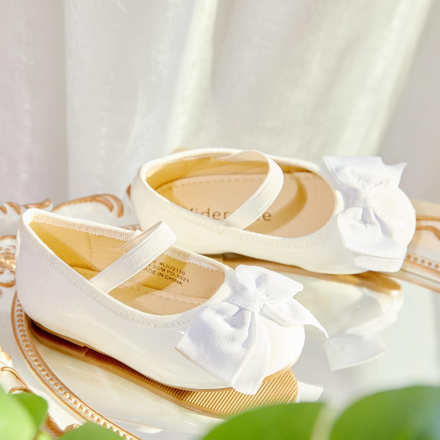 imageKiderence Little Toddler Girls Dress Shoes Ballerina Ballet Flats Kids Mary JanesFg02 White