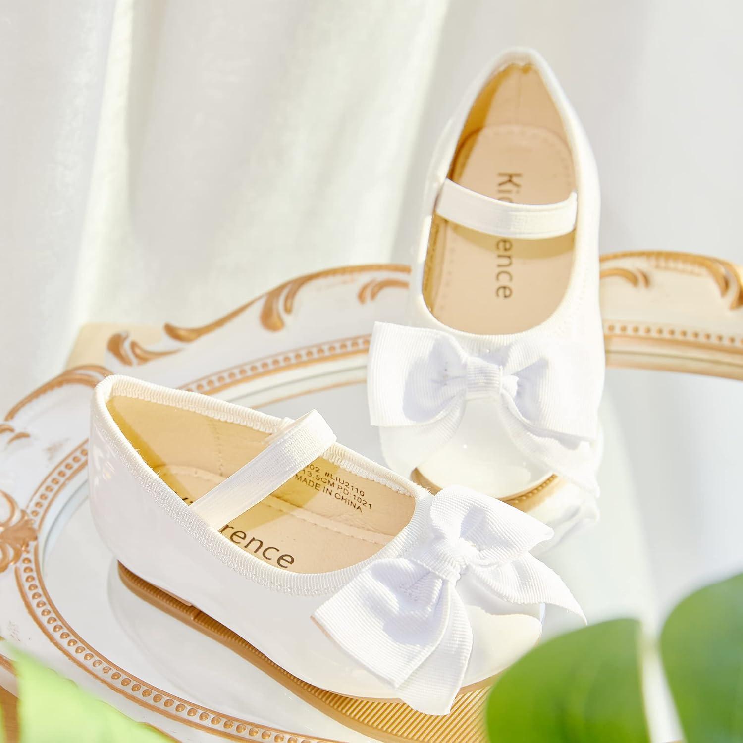 imageKiderence Little Toddler Girls Dress Shoes Ballerina Ballet Flats Kids Mary JanesFg02 White