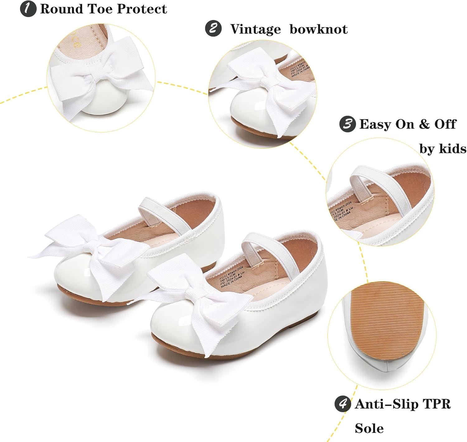 imageKiderence Little Toddler Girls Dress Shoes Ballerina Ballet Flats Kids Mary JanesFg02 White