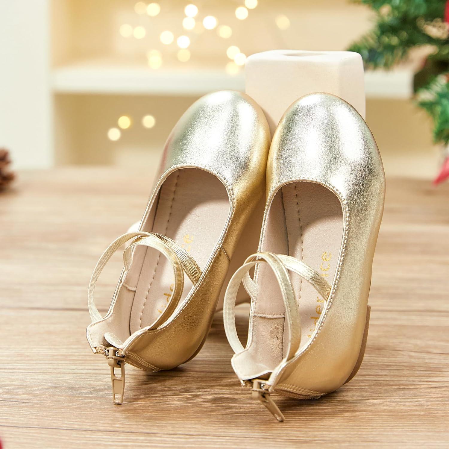 imageKiderence Toddler Girls Dress Shoes Little Kids Mary Janes Ballet Flats ToddlerCk207 Gold