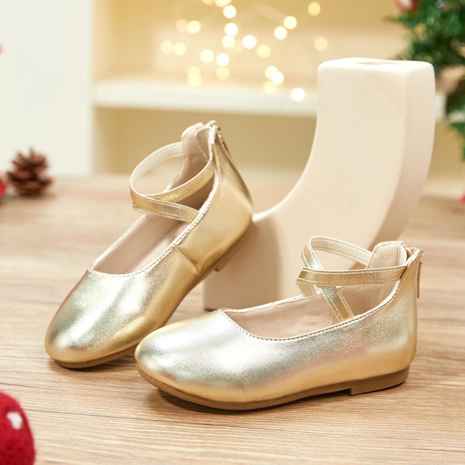 imageKiderence Toddler Girls Dress Shoes Little Kids Mary Janes Ballet Flats ToddlerCk207 Gold