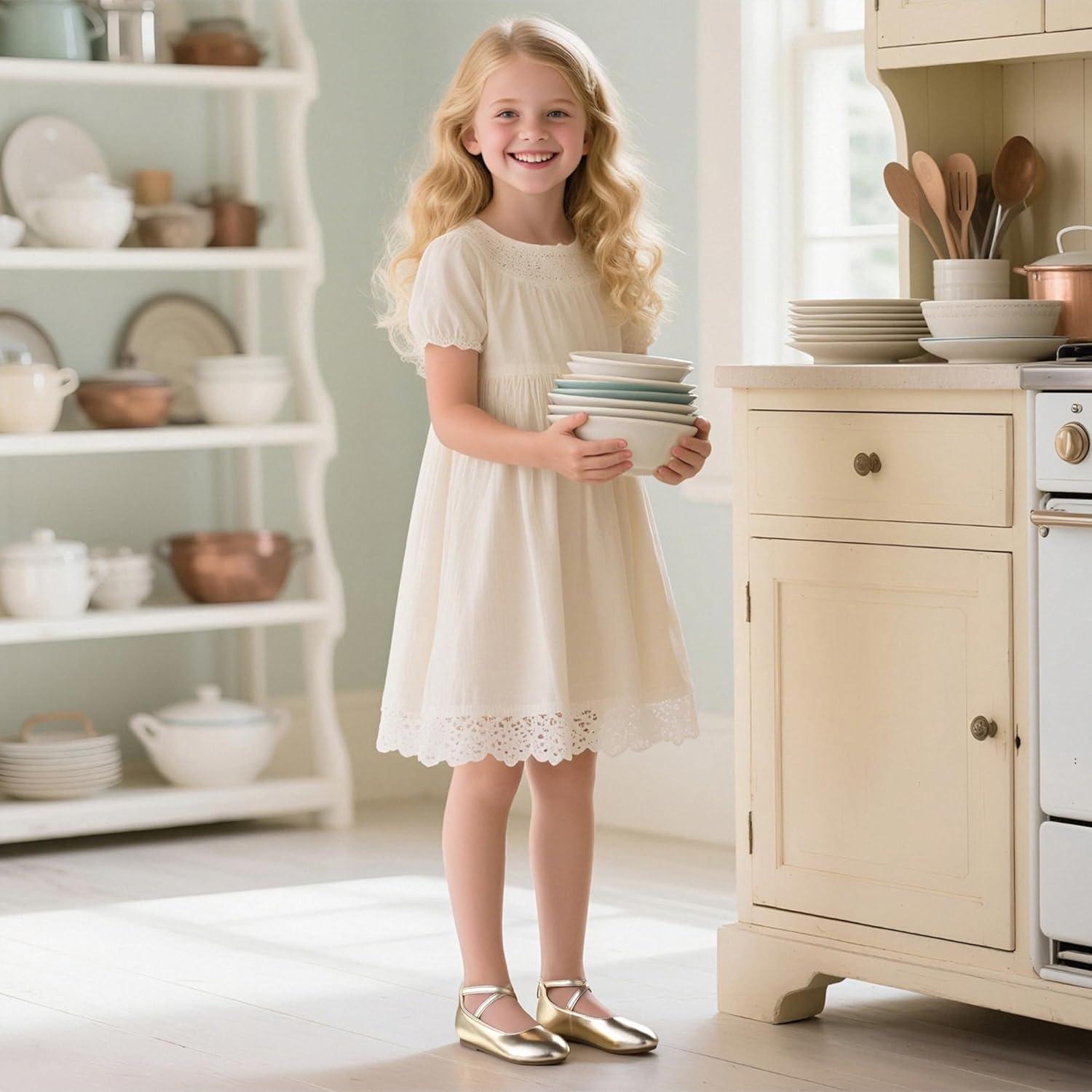 imageKiderence Toddler Girls Dress Shoes Little Kids Mary Janes Ballet Flats ToddlerCk207 Gold