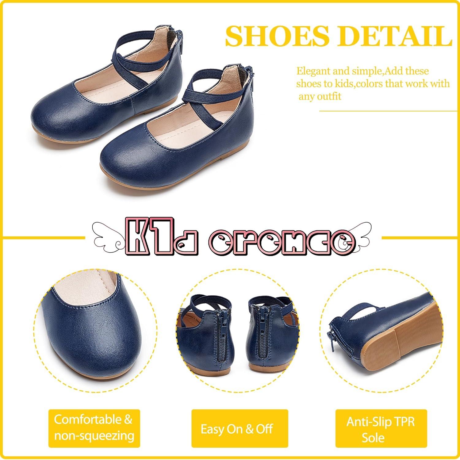 imageKiderence Toddler Girls Dress Shoes Little Kids Mary Janes Ballet Flats ToddlerCk207 Navy Blue