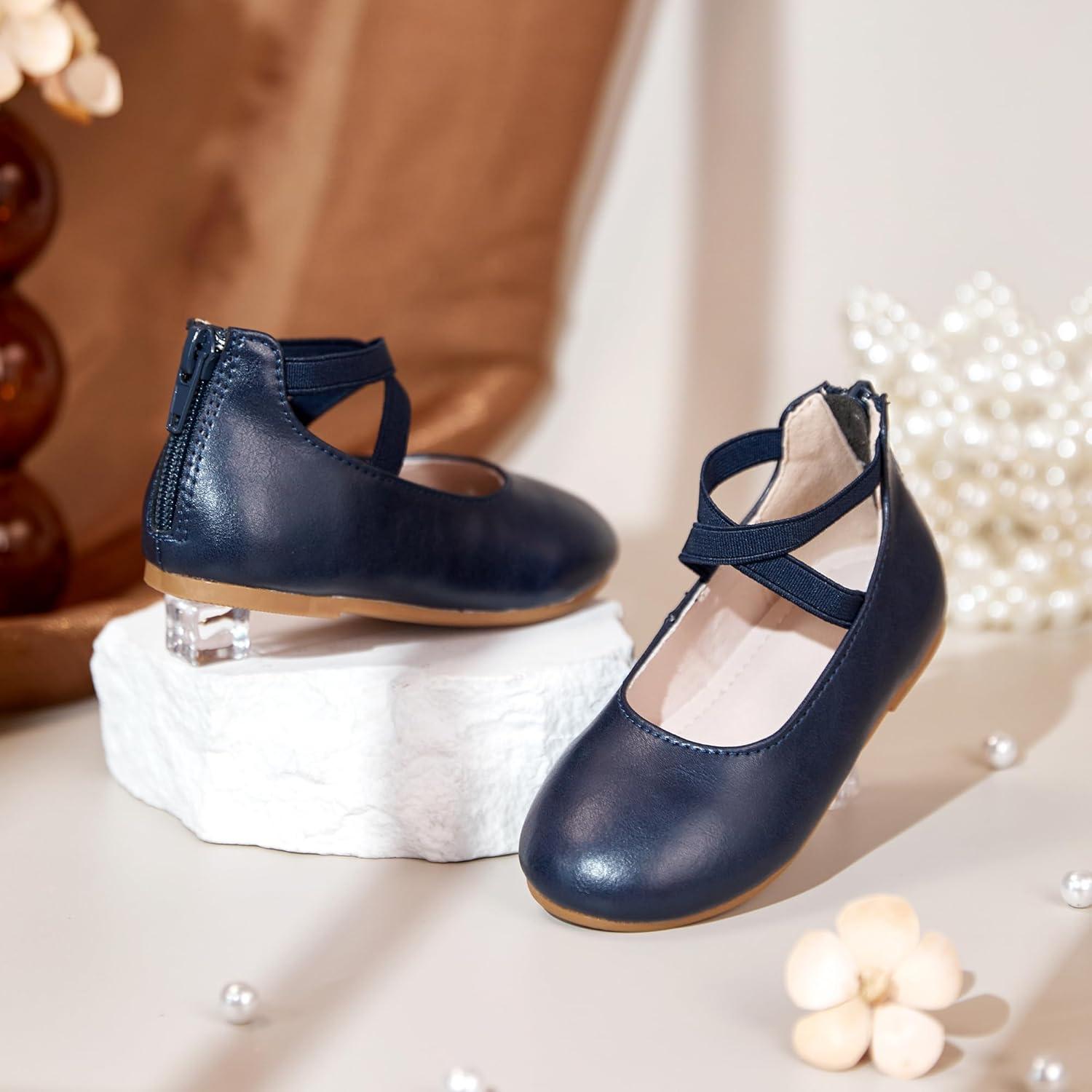 imageKiderence Toddler Girls Dress Shoes Little Kids Mary Janes Ballet Flats ToddlerCk207 Navy Blue
