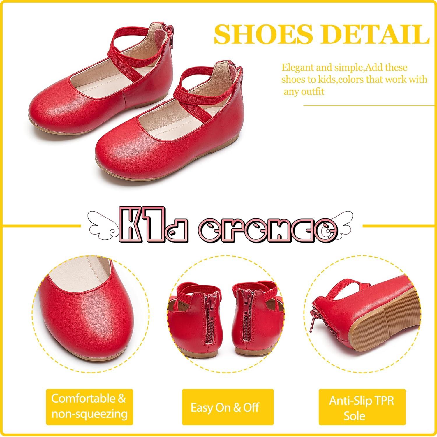 imageKiderence Toddler Girls Dress Shoes Little Kids Mary Janes Ballet Flats ToddlerCk207 Red